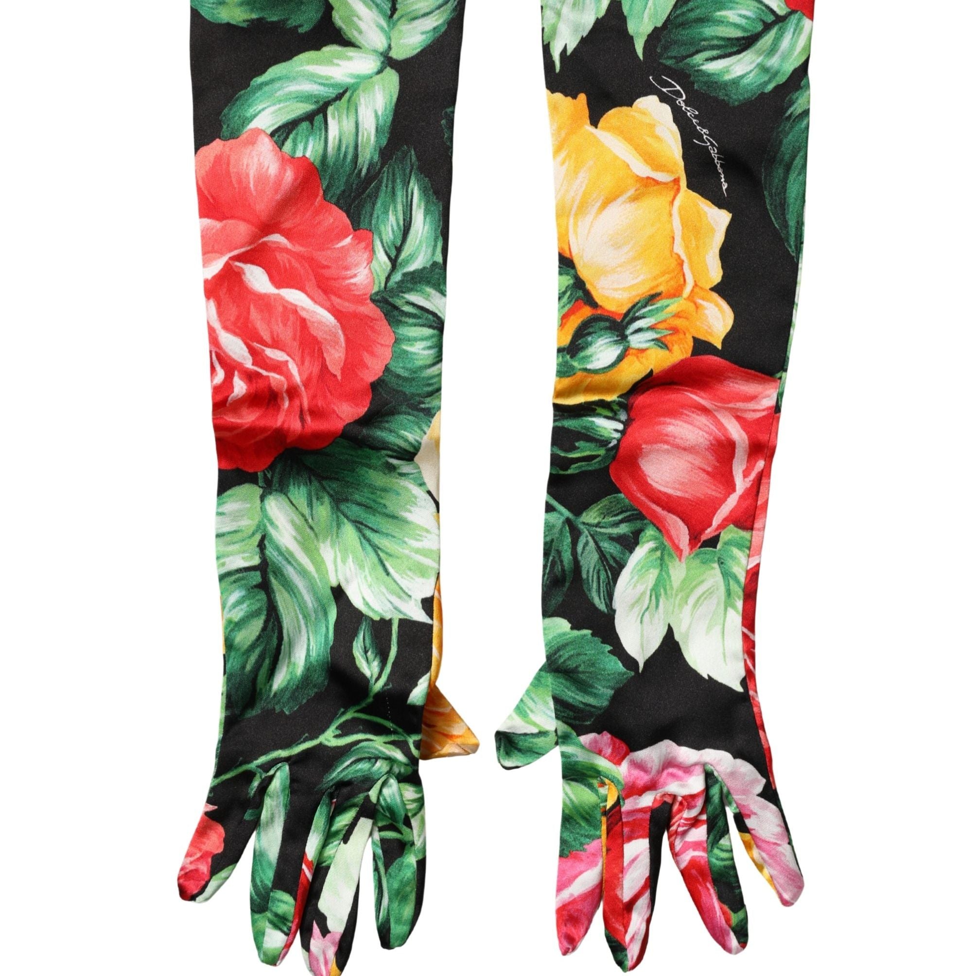 Dolce & Gabbana Multicolor Floral Print Elbow Length Women Gloves