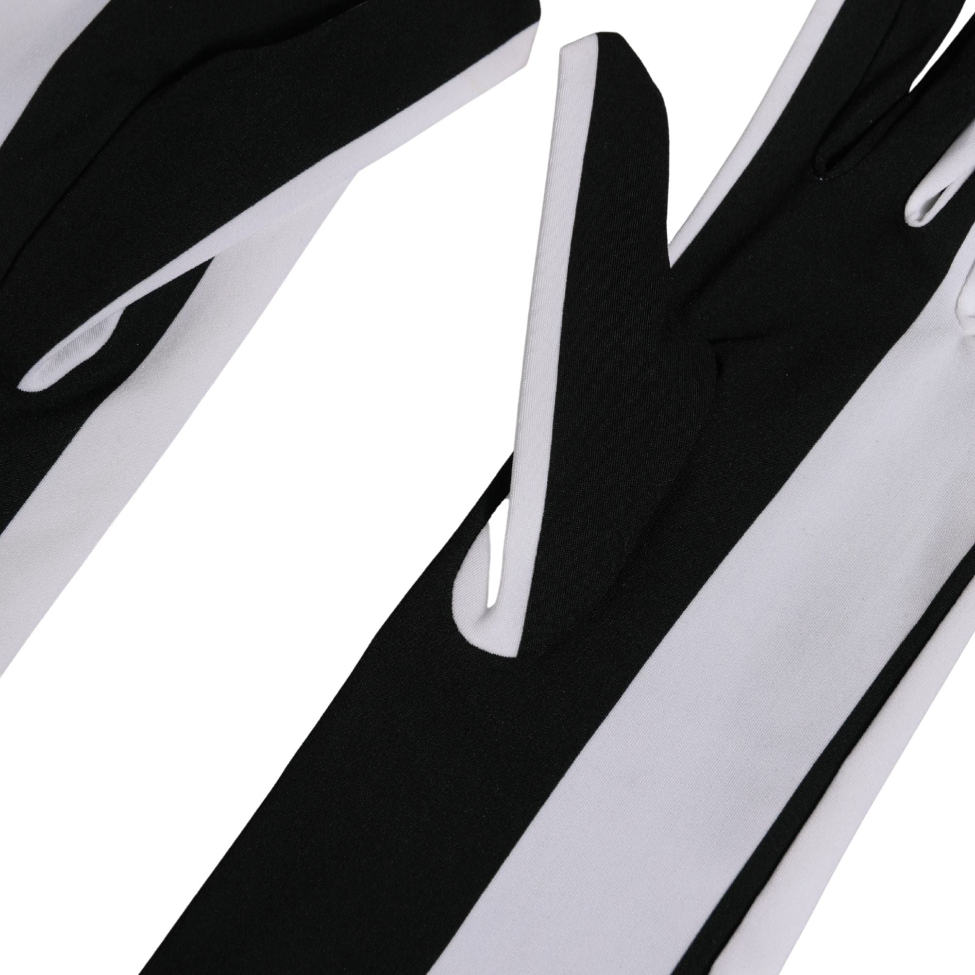 Dolce & Gabbana Black White Stripes Nylon Elbow Length Women Gloves