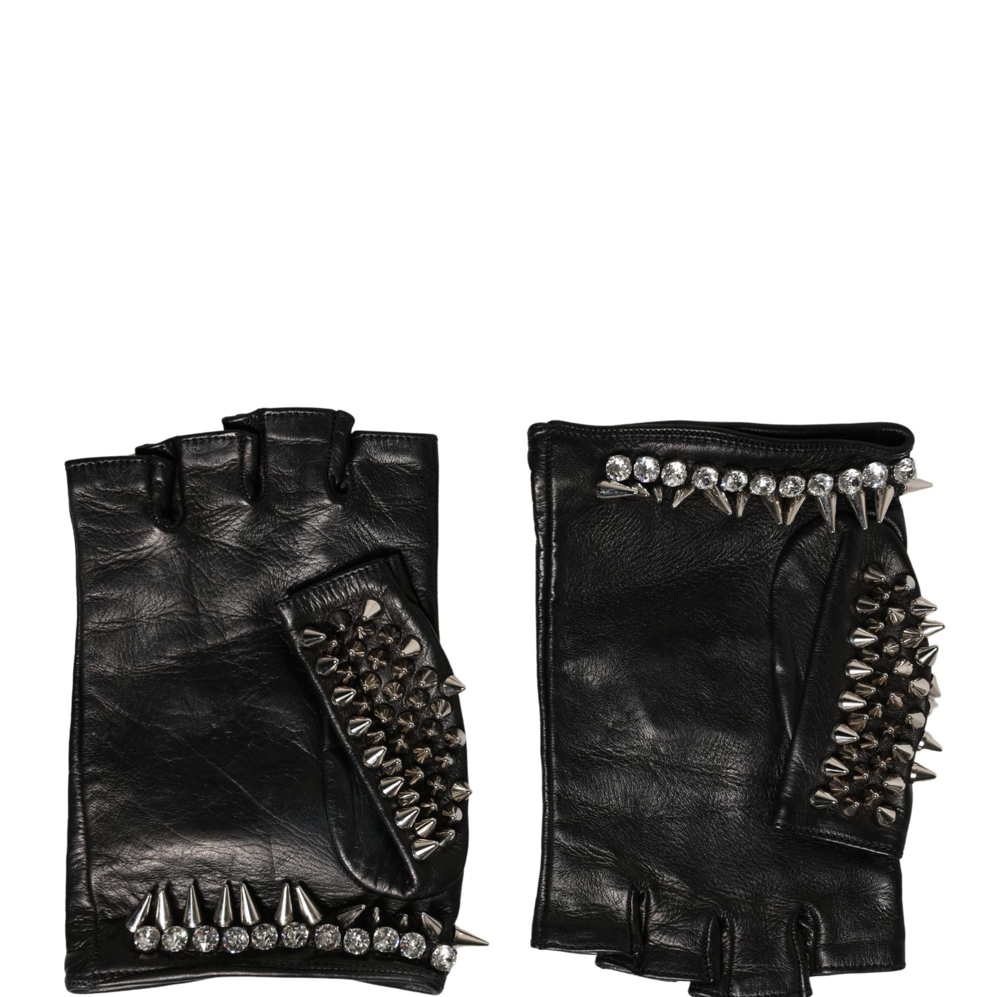 Dolce & Gabbana Women Black Embellished Wrist Length Mitten Gloves