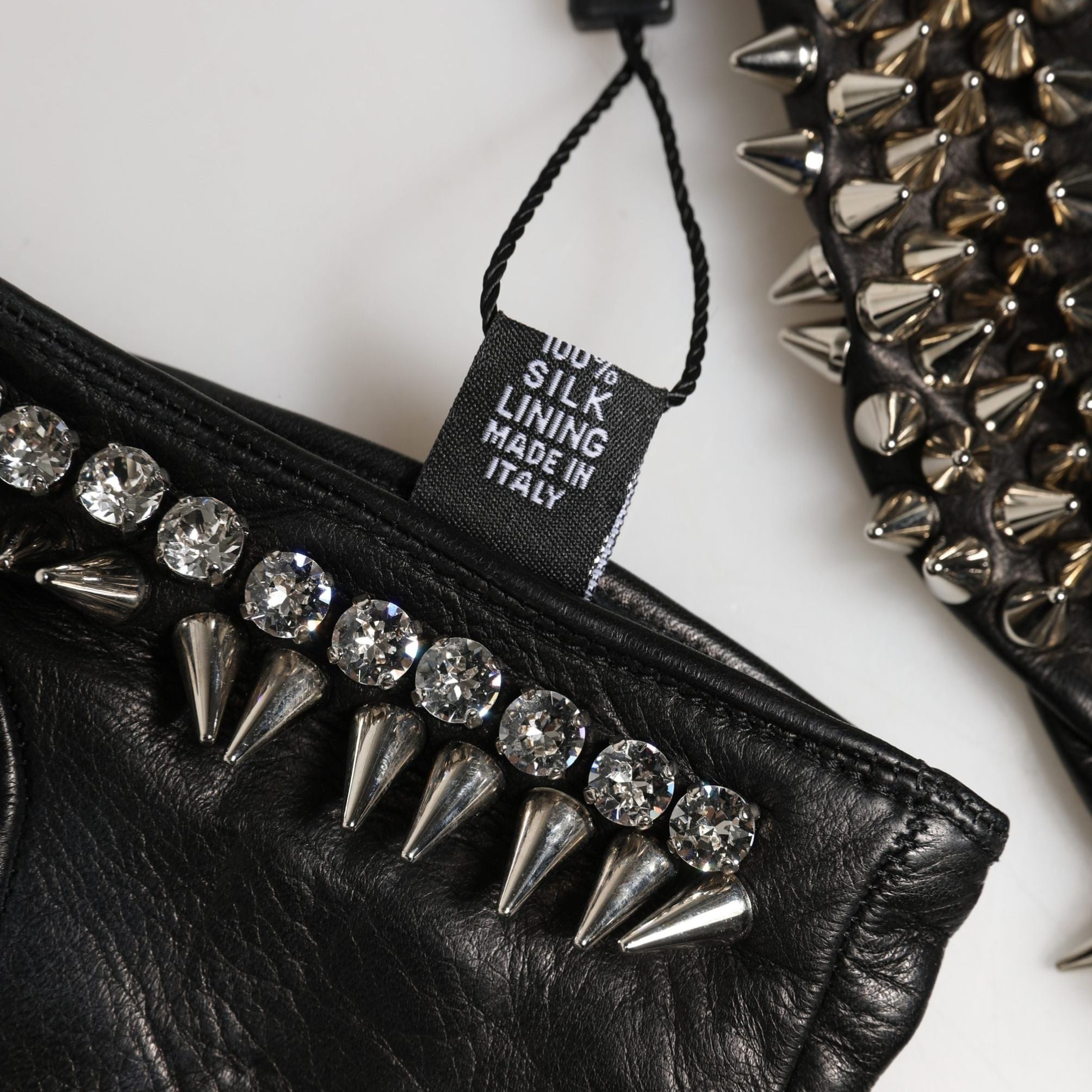 Dolce & Gabbana Women Black Embellished Wrist Length Mitten Gloves