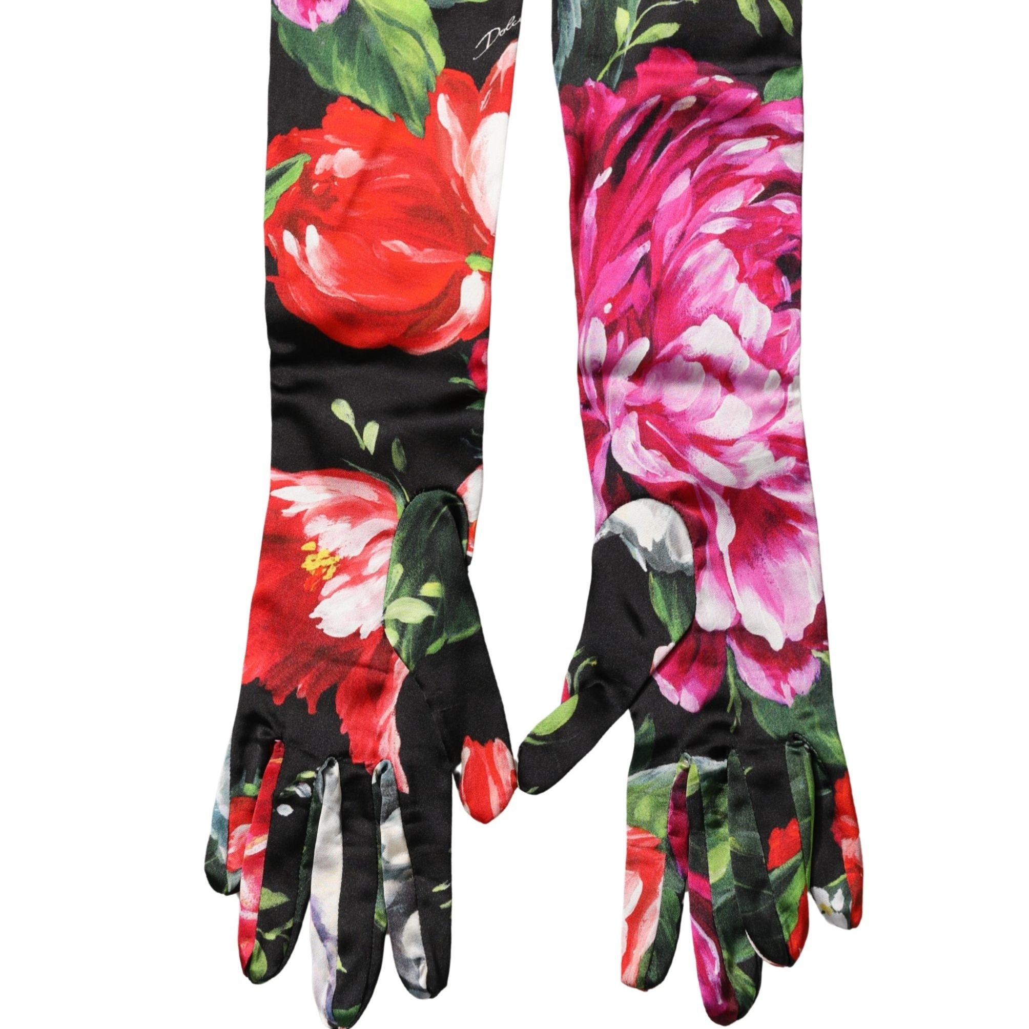 Dolce & Gabbana Multicolor Floral Print Elbow Length Women Gloves