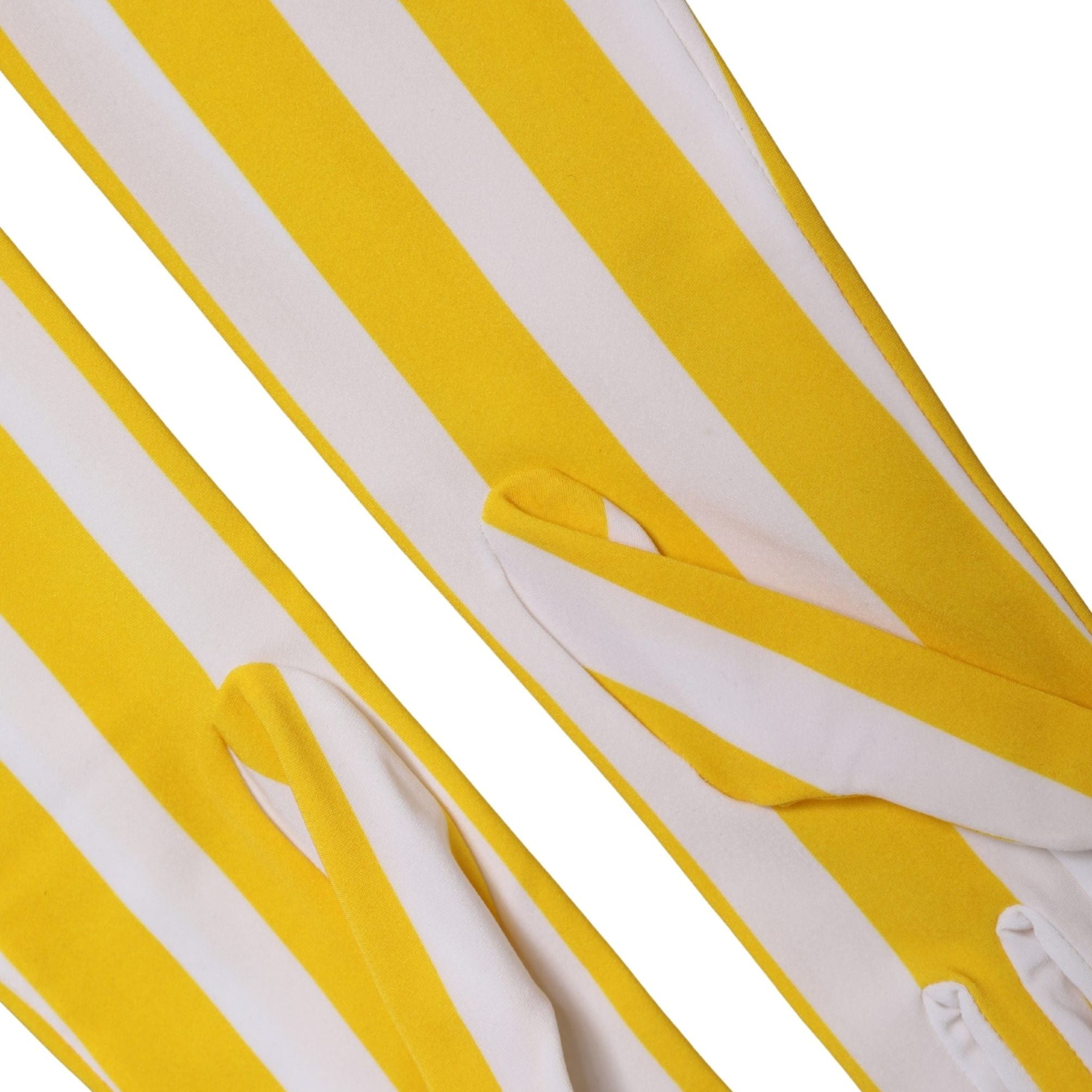 Dolce & Gabbana Yellow White Stripes Nylon Elbow Length Women Gloves