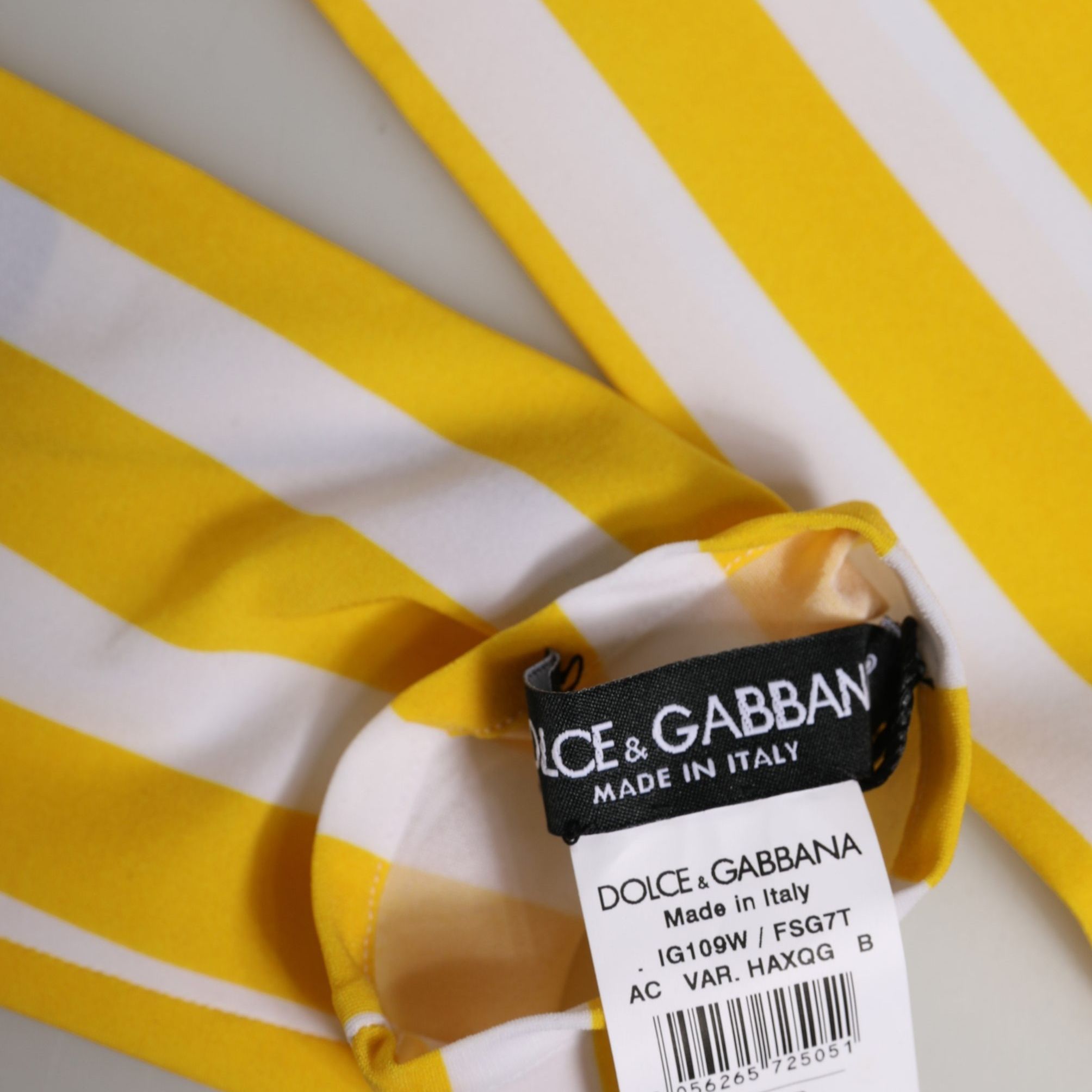 Dolce & Gabbana Yellow White Stripes Nylon Elbow Length Women Gloves