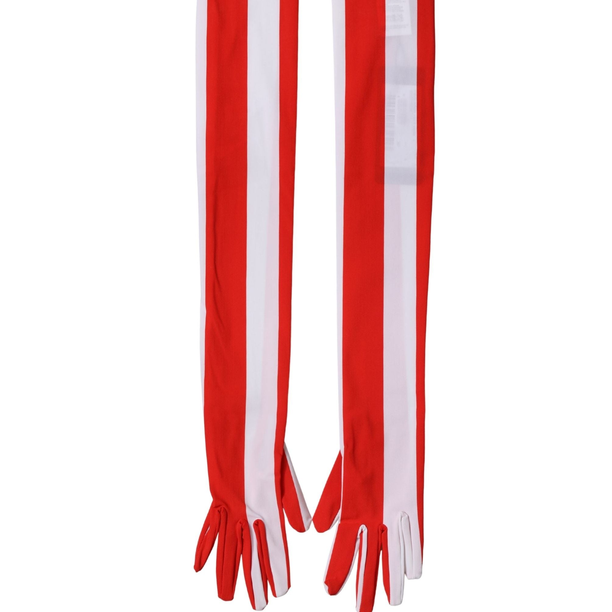 Dolce & Gabbana Red White Stripes Nylon Elbow Length Women Gloves