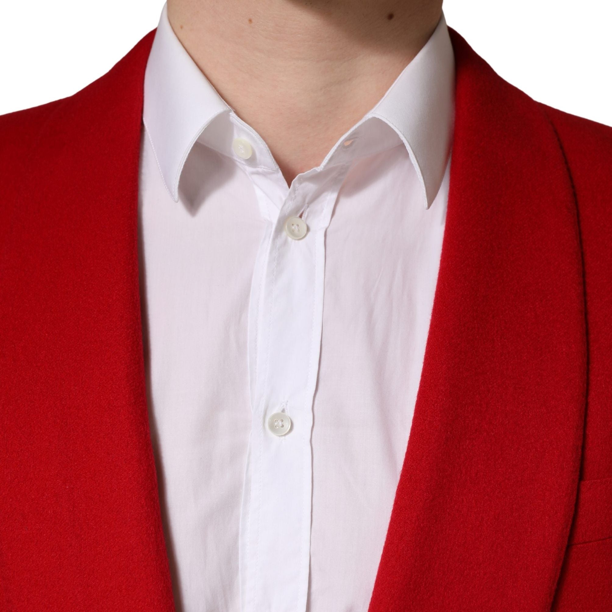 Dolce & Gabbana Red Cashmere Single Breasted Jacket Blazer