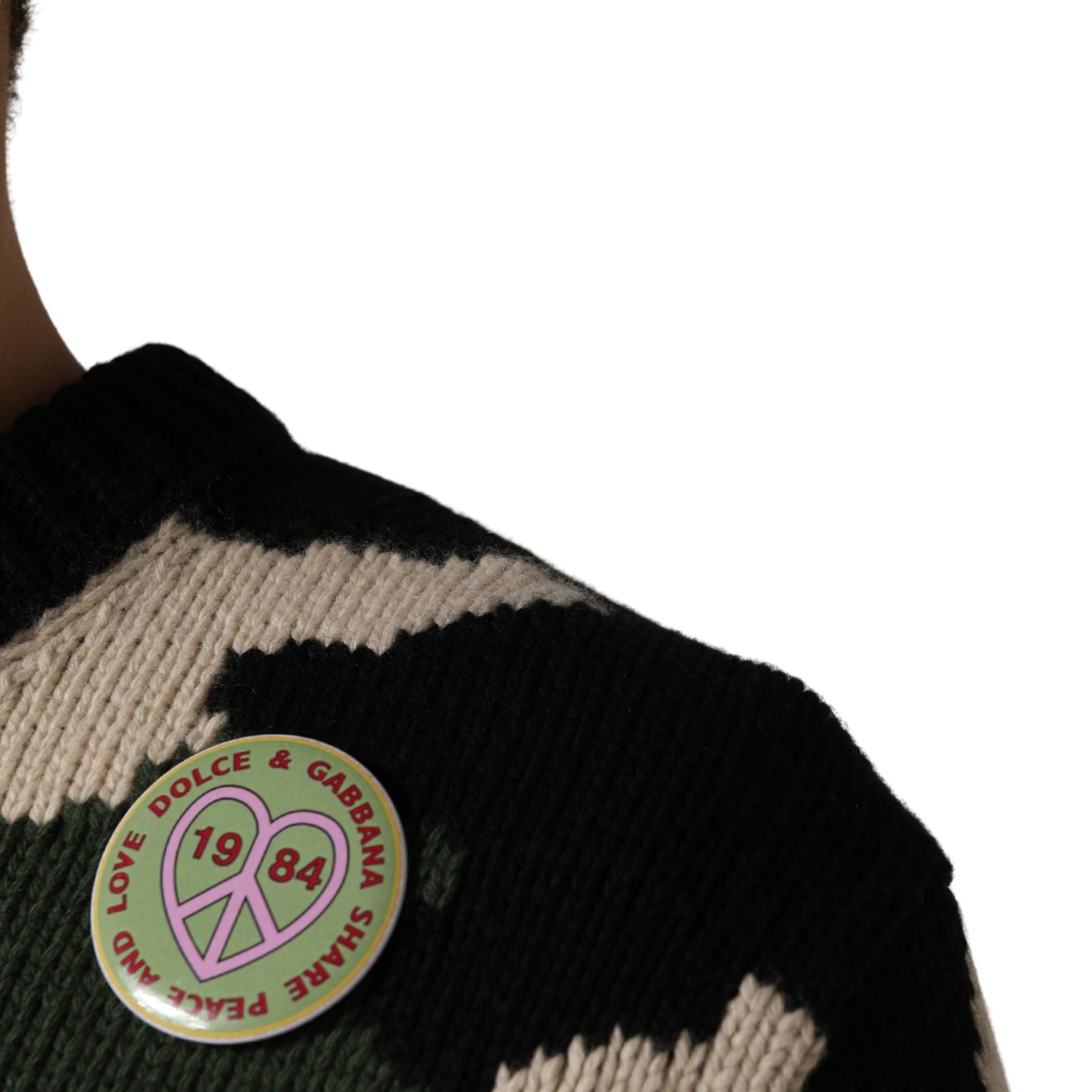 Dolce & Gabbana Multicolor Intarsia-Knit Camouflage Pullover Sweater