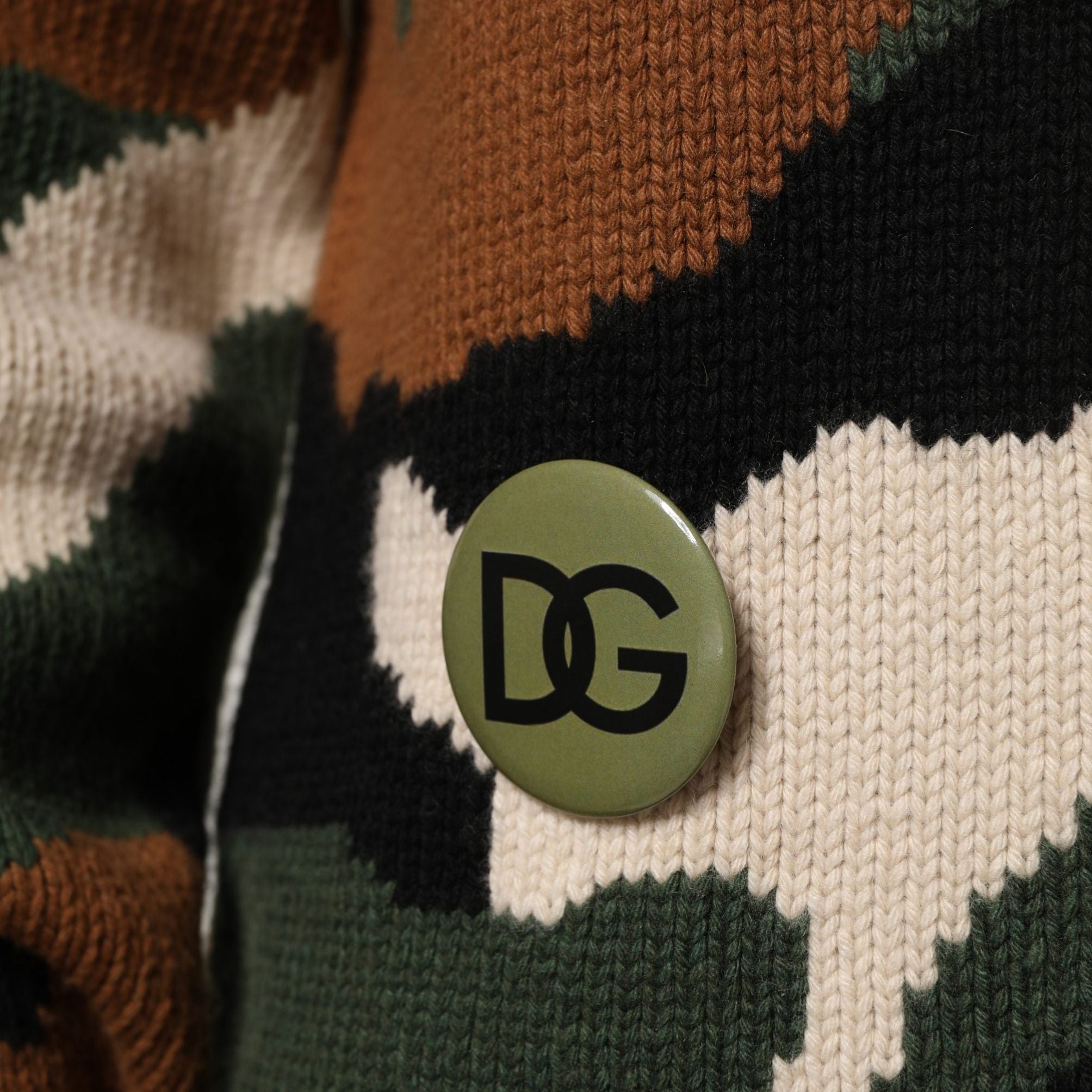 Dolce & Gabbana Multicolor Intarsia-Knit Camouflage Pullover Sweater