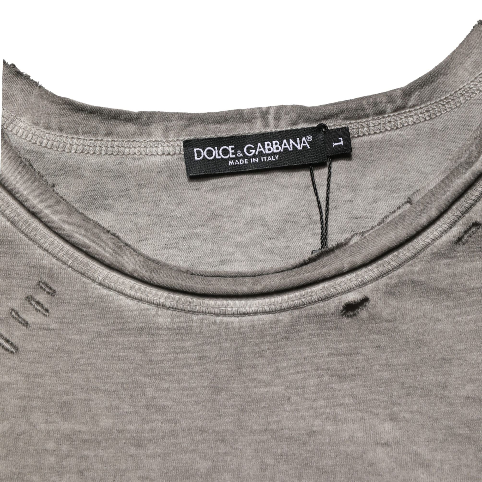 Dolce & Gabbana Gray DG Logo Print Cotton Round Neck T-shirt