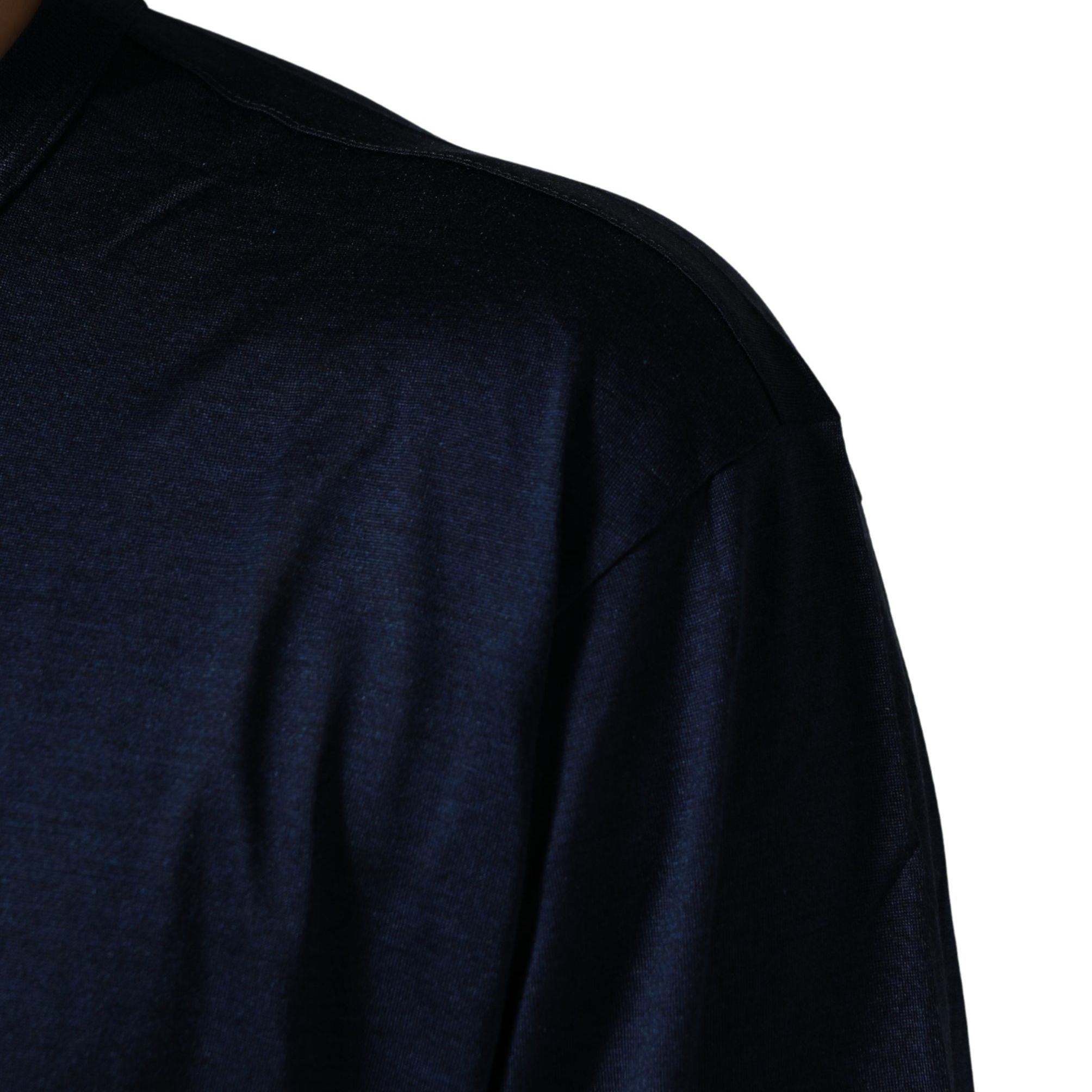 Dolce & Gabbana Dark Blue Silk Short Sleeve CrewNeck T-shirt