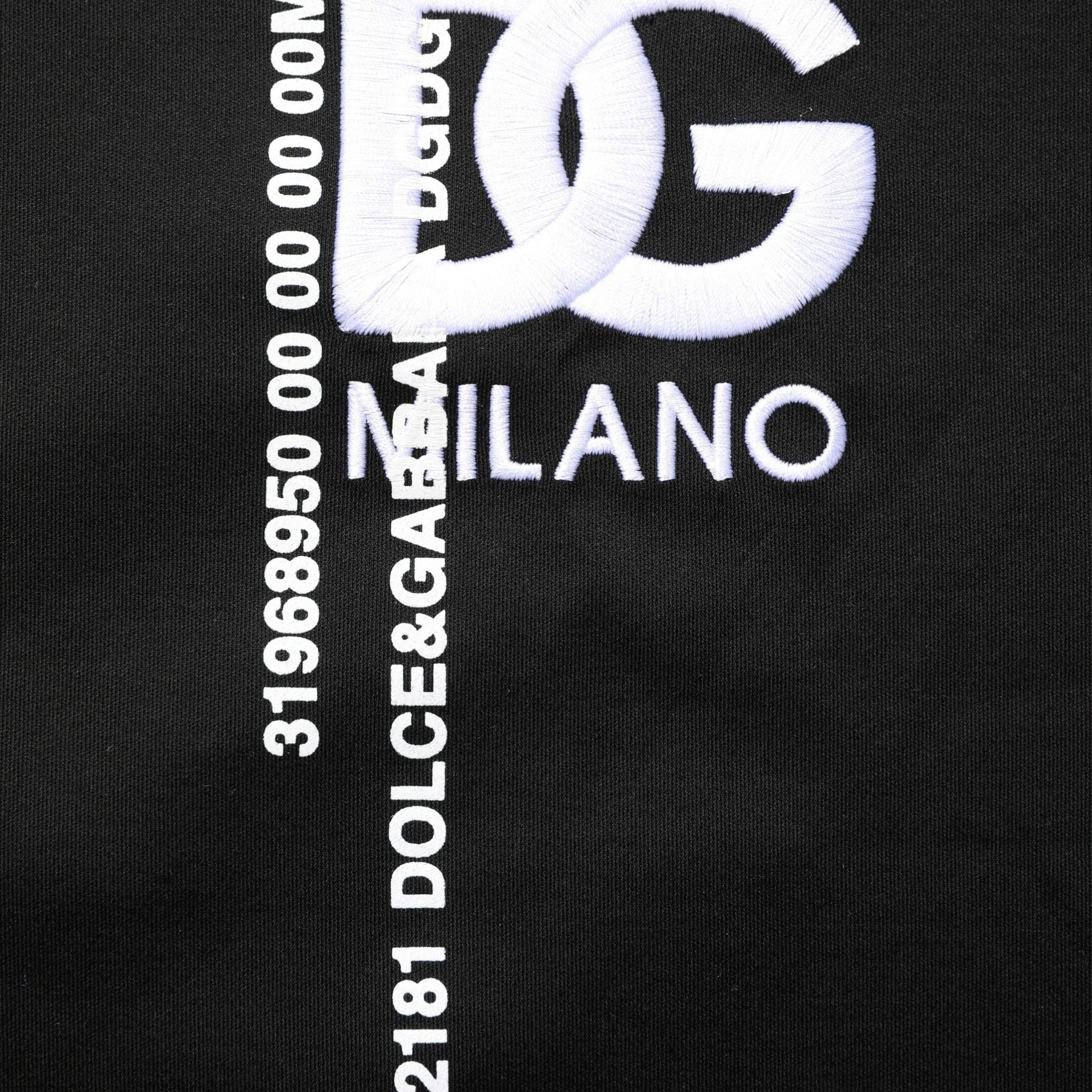 Dolce & Gabbana Black Logo Embroidered Men Crew Neck T-shirt