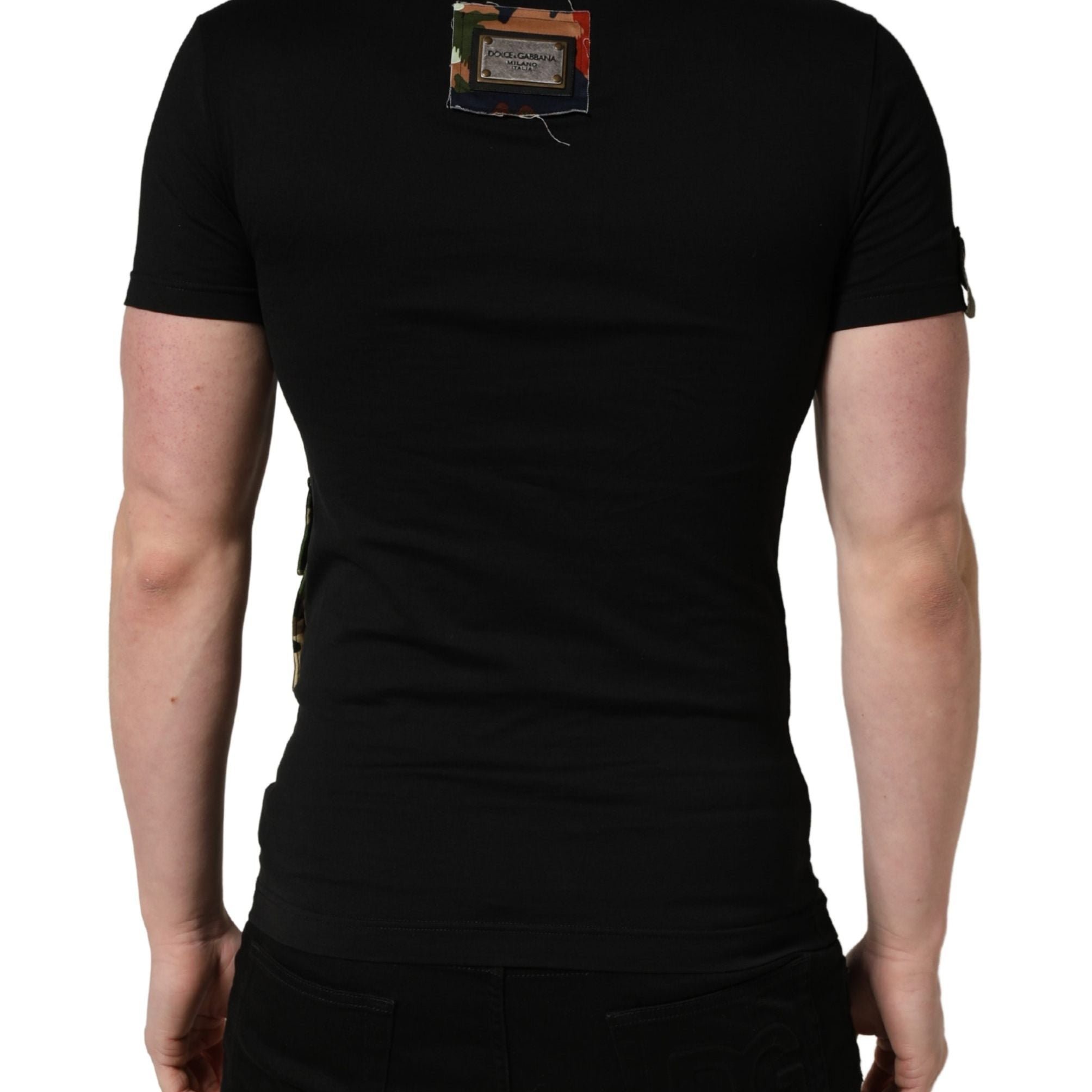 Dolce & Gabbana Black Italians Do It Better Camo Pocket Men T-shirt