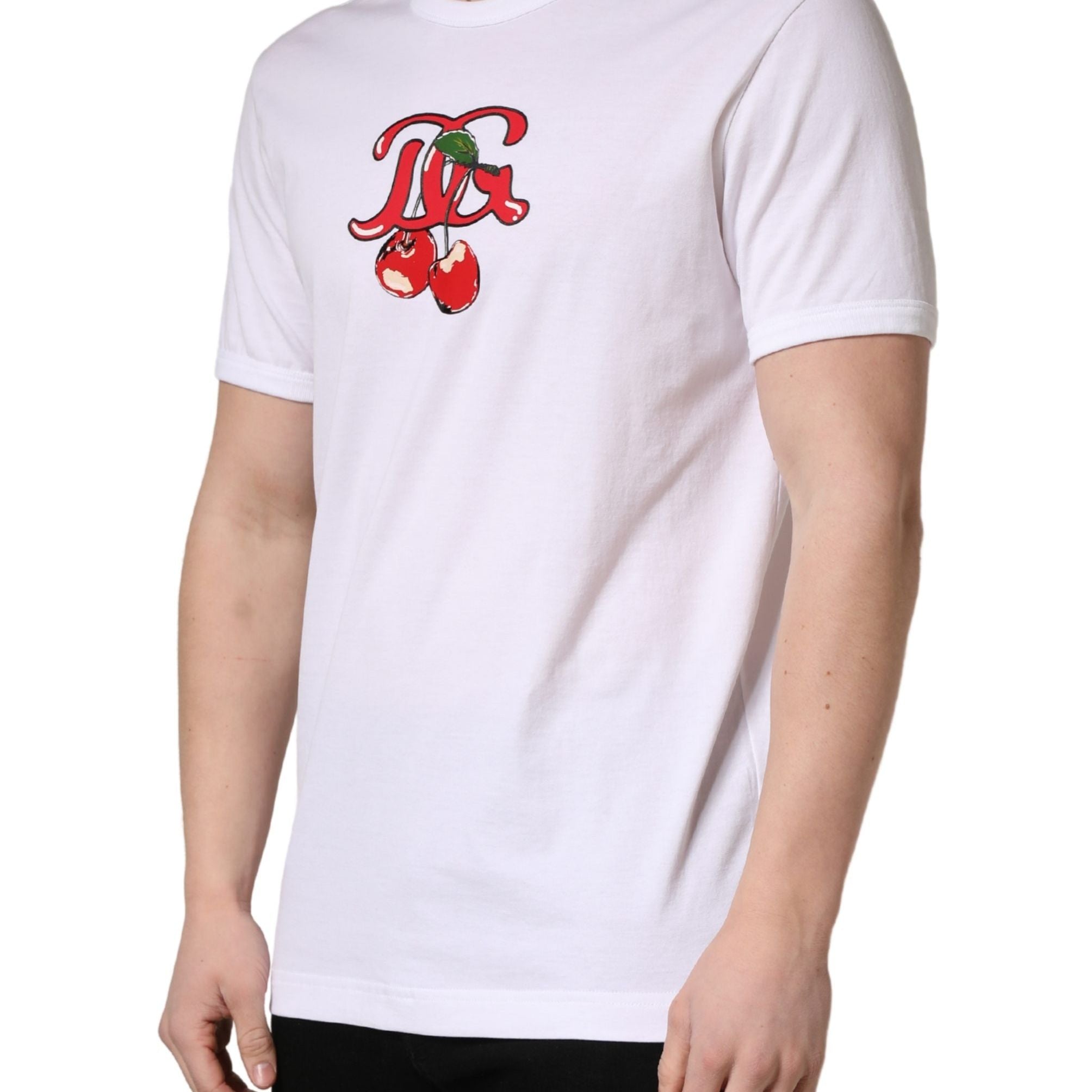 Dolce & Gabbana White DG Cherries Cotton Crew Neck T-shirt