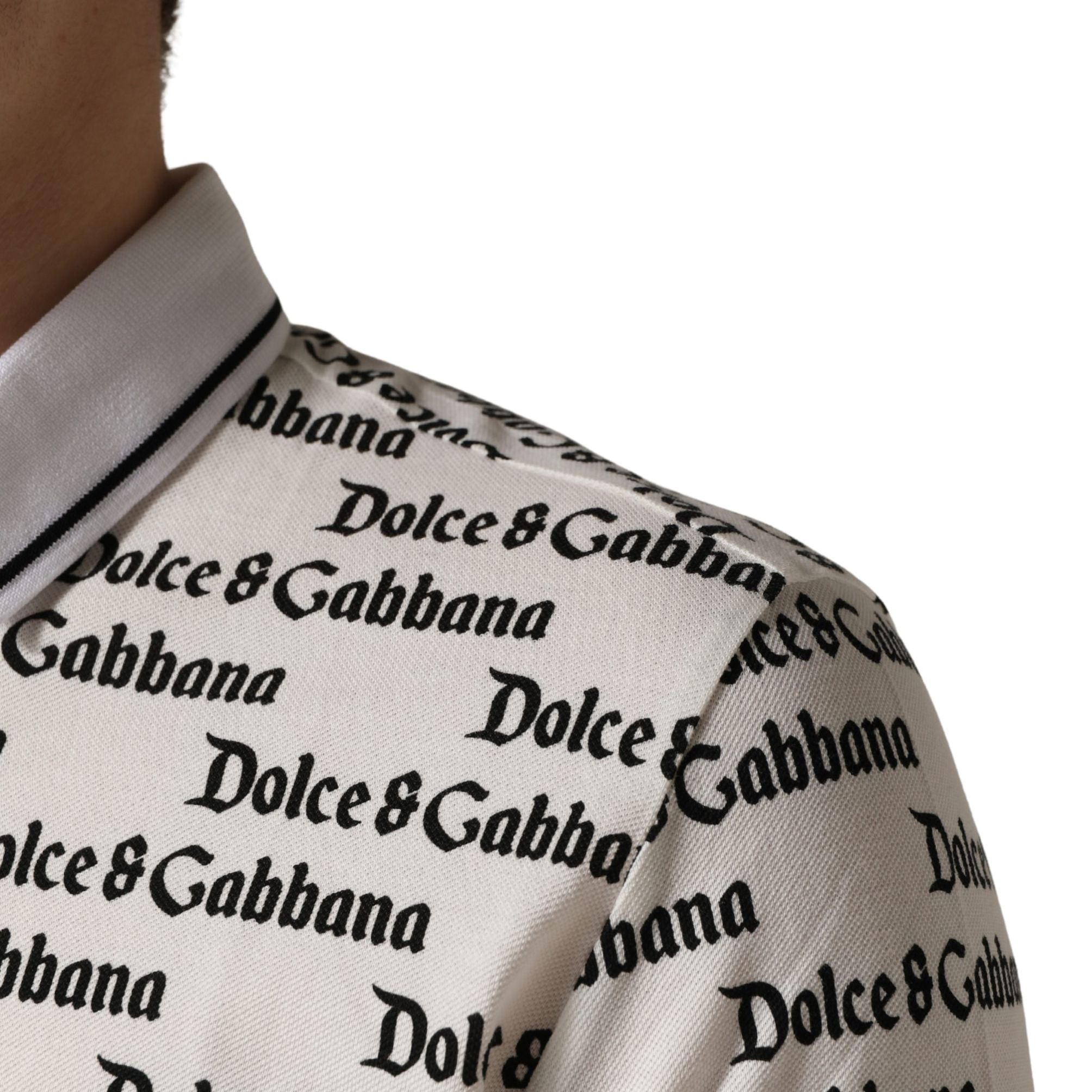 Dolce & Gabbana White Logo Monogram Cotton Men Polo T-shirt