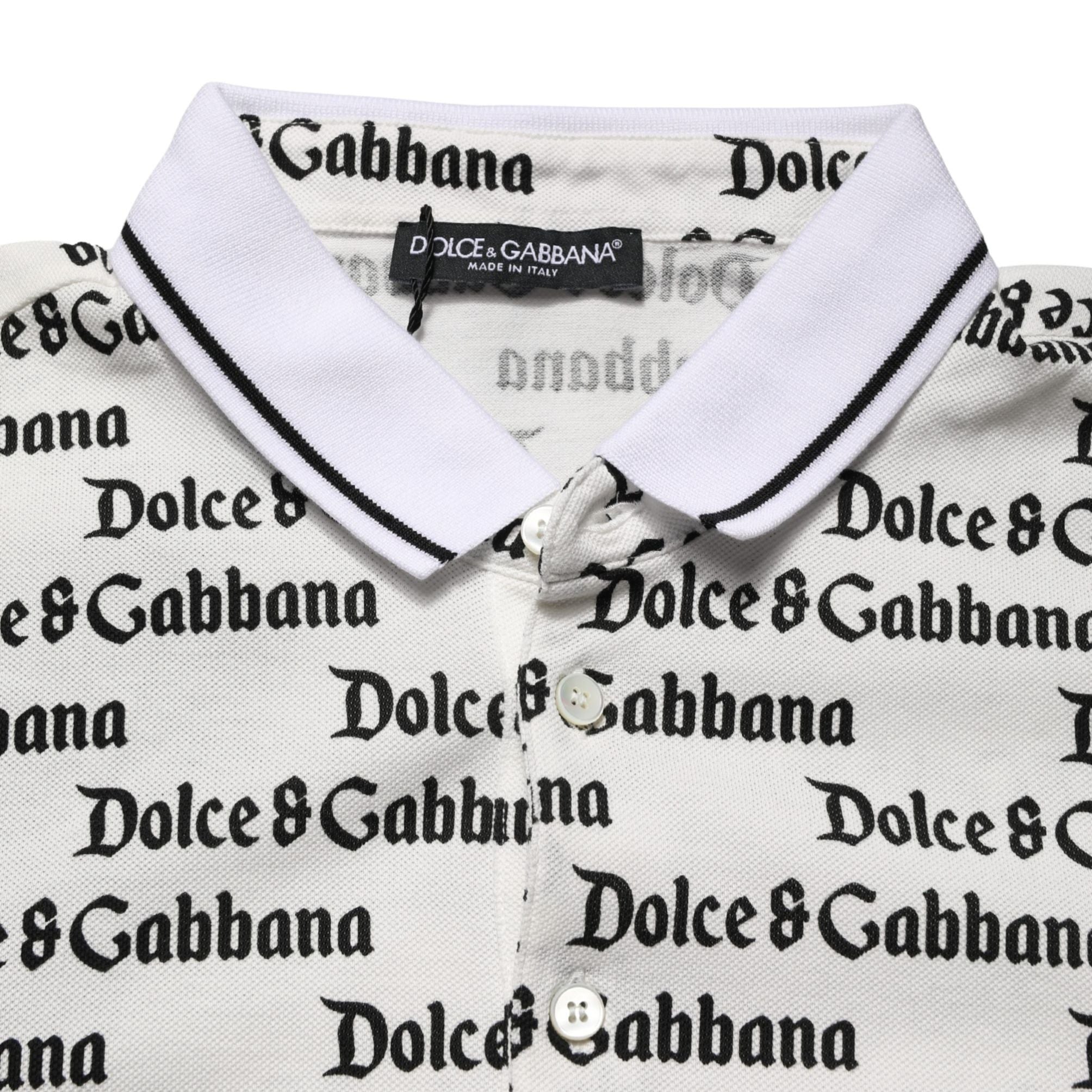Dolce & Gabbana White Logo Monogram Cotton Men Polo T-shirt
