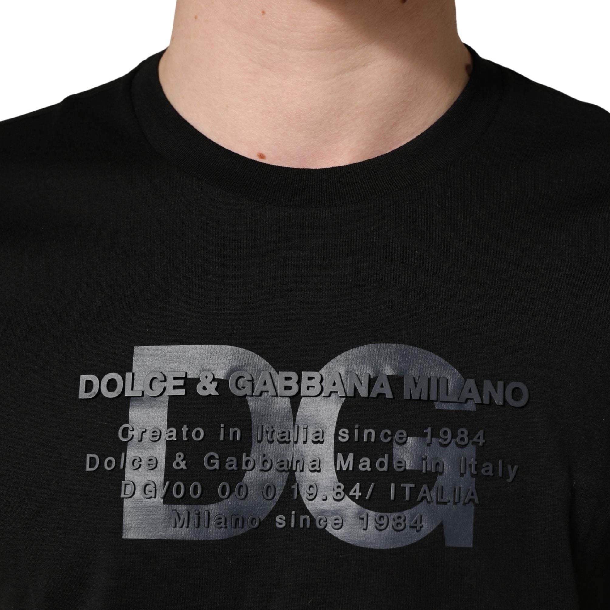+39 MASQ Black Logo DG Print Cotton Crew Neck T-shirt