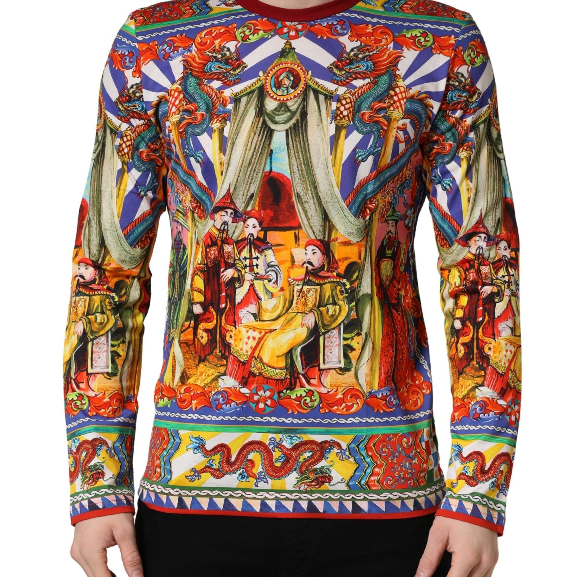 Dolce & Gabbana Multicolor Teatro Dei Pupi Men Long Sleeves T-shirt