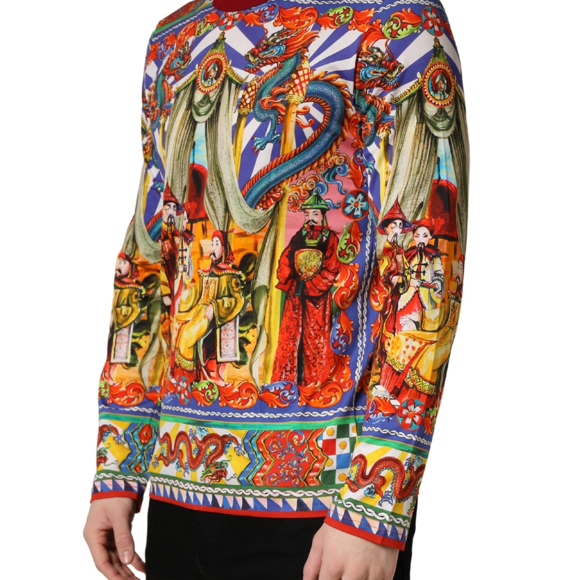 Dolce & Gabbana Multicolor Teatro Dei Pupi Men Long Sleeves T-shirt