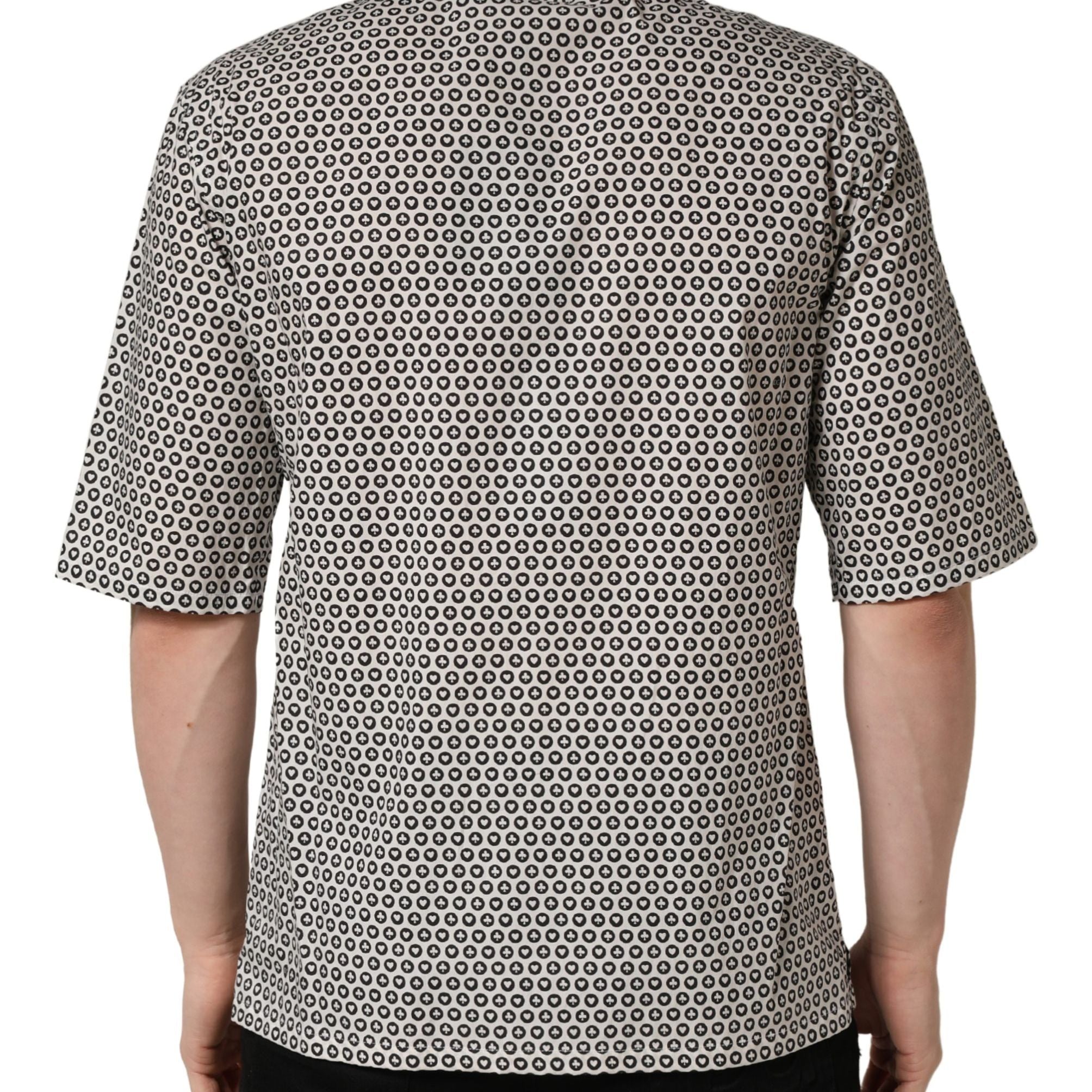 Dolce & Gabbana Black White Geometric Pattern Collared Shirt