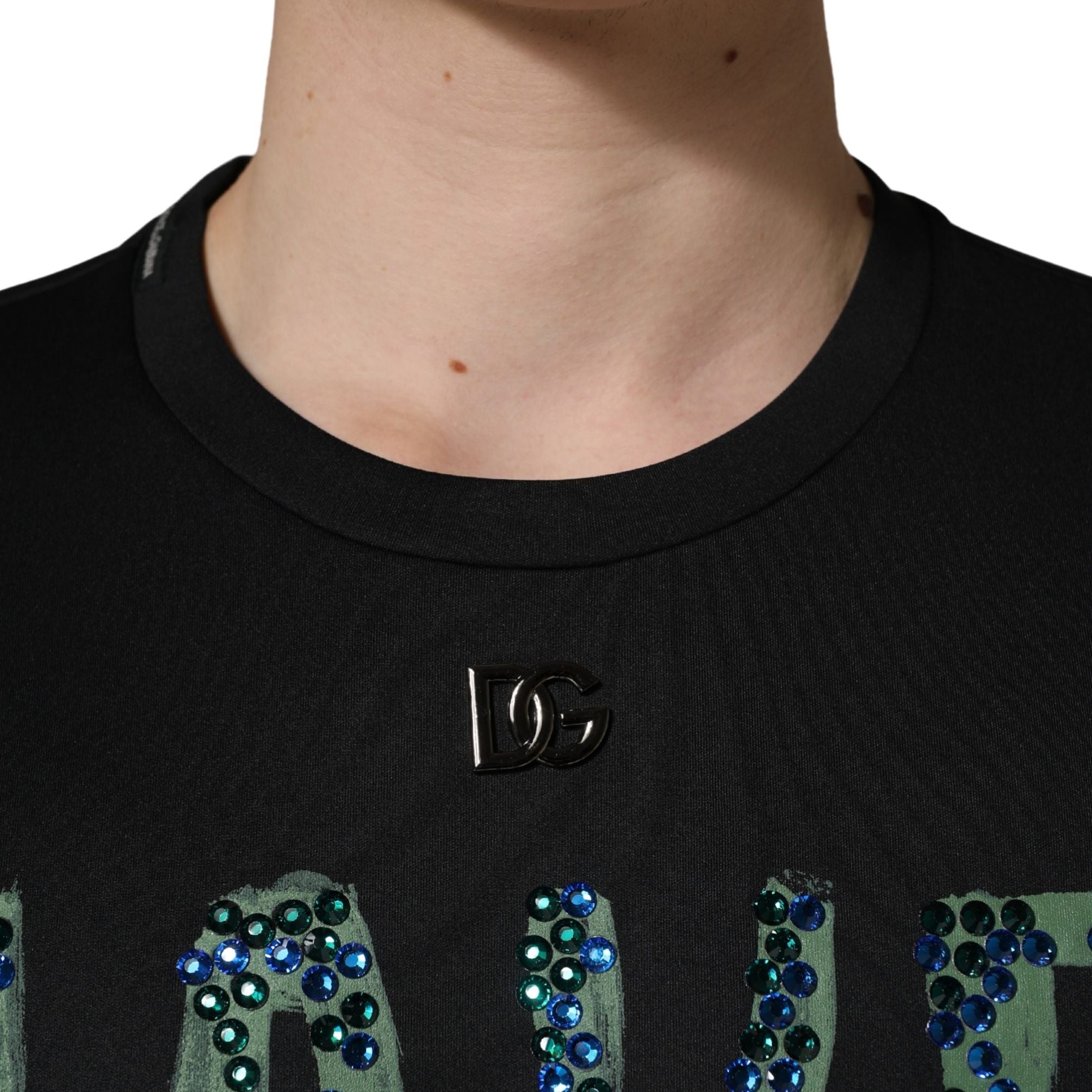 Dolce & Gabbana Black Have Fun Embellished Crew Neck T-shirt