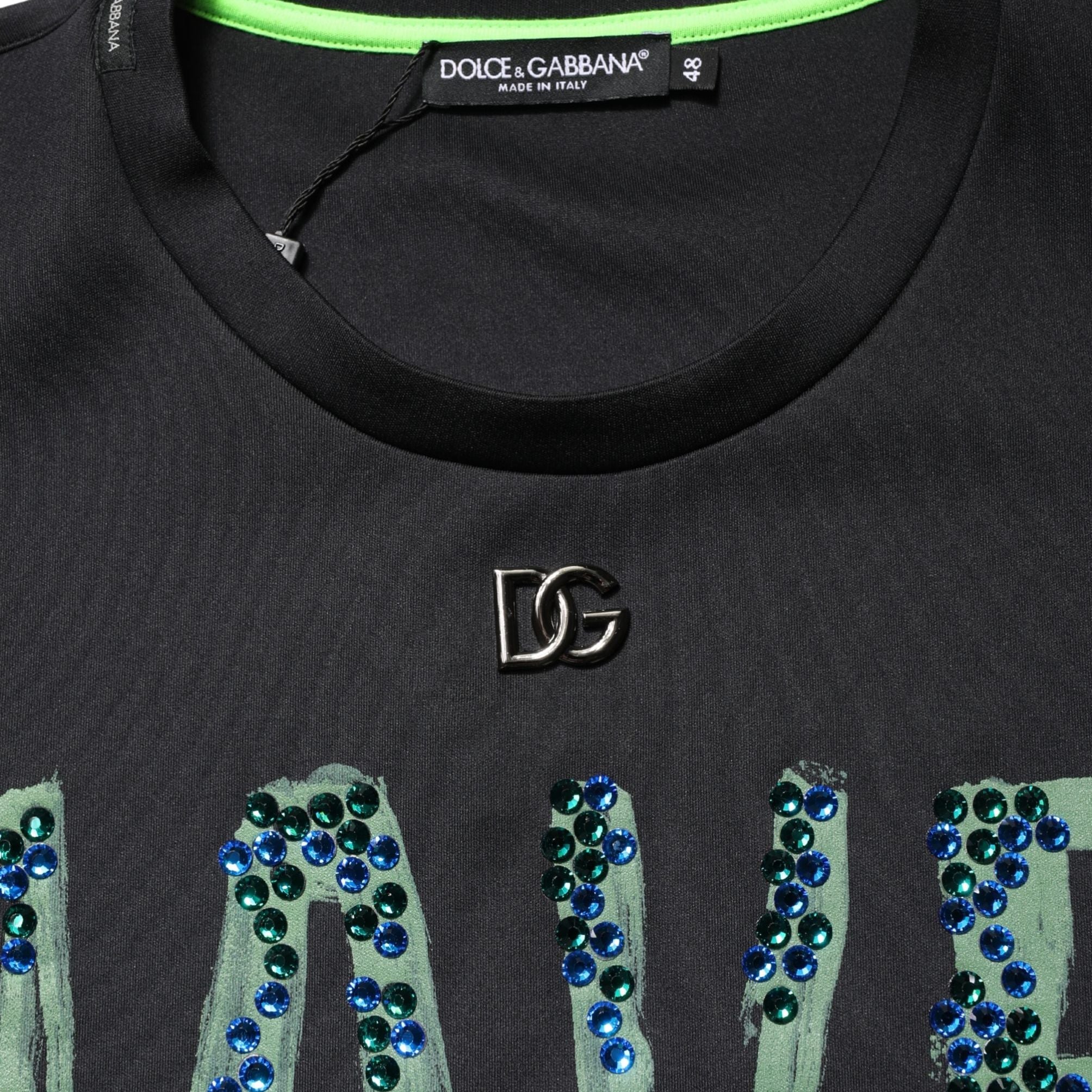 Dolce & Gabbana Black Have Fun Embellished Crew Neck T-shirt