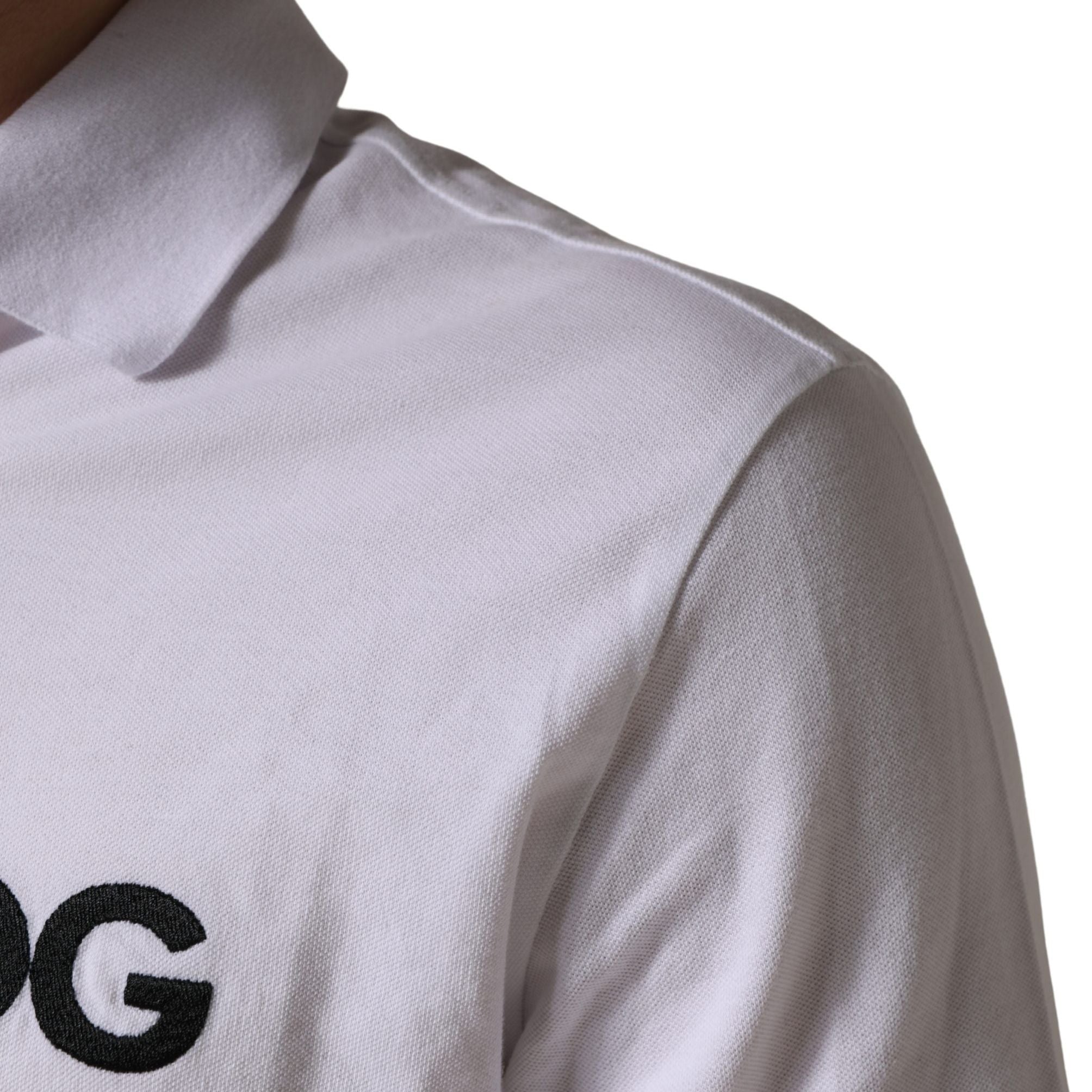 Dolce & Gabbana White Logo Embroidered Cotton Polo T-shirt
