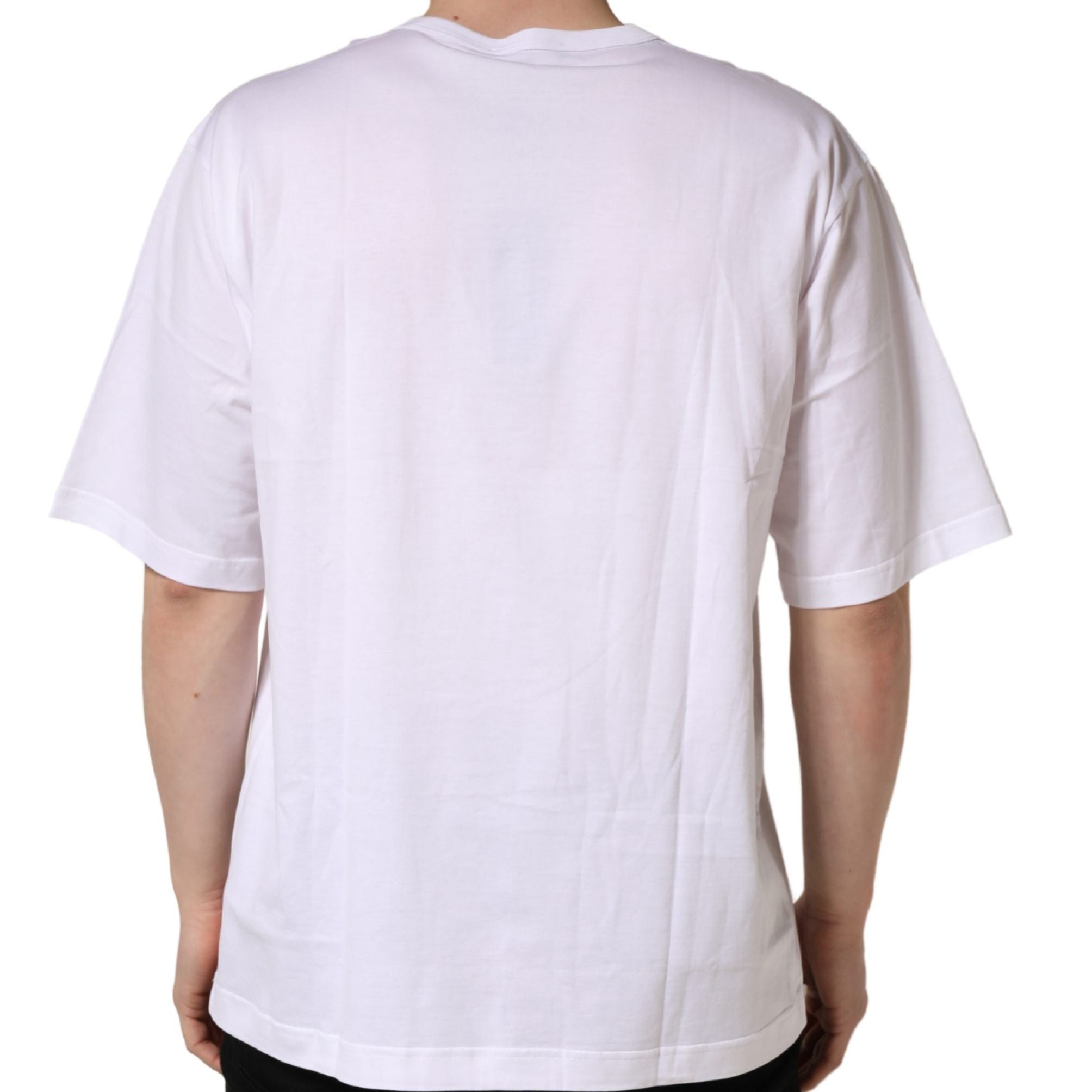 Dolce & Gabbana White Cotton Short Sleeves Crew Neck T-shirt