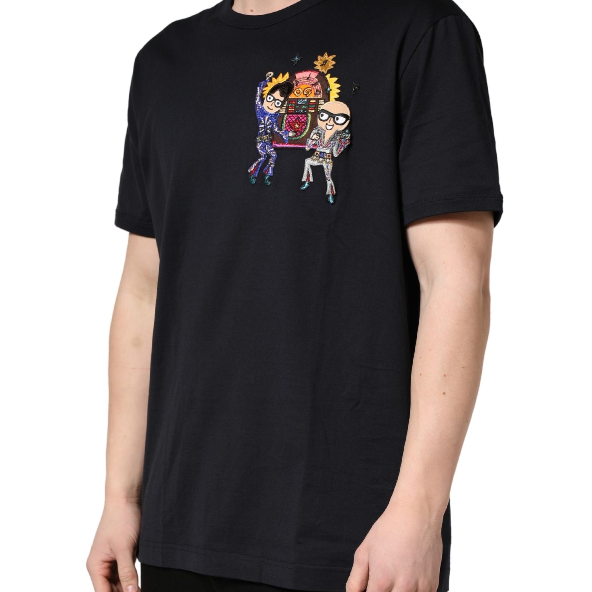 Dolce & Gabbana Black #DGFAMILY Patch Men Crew Neck T-shirt