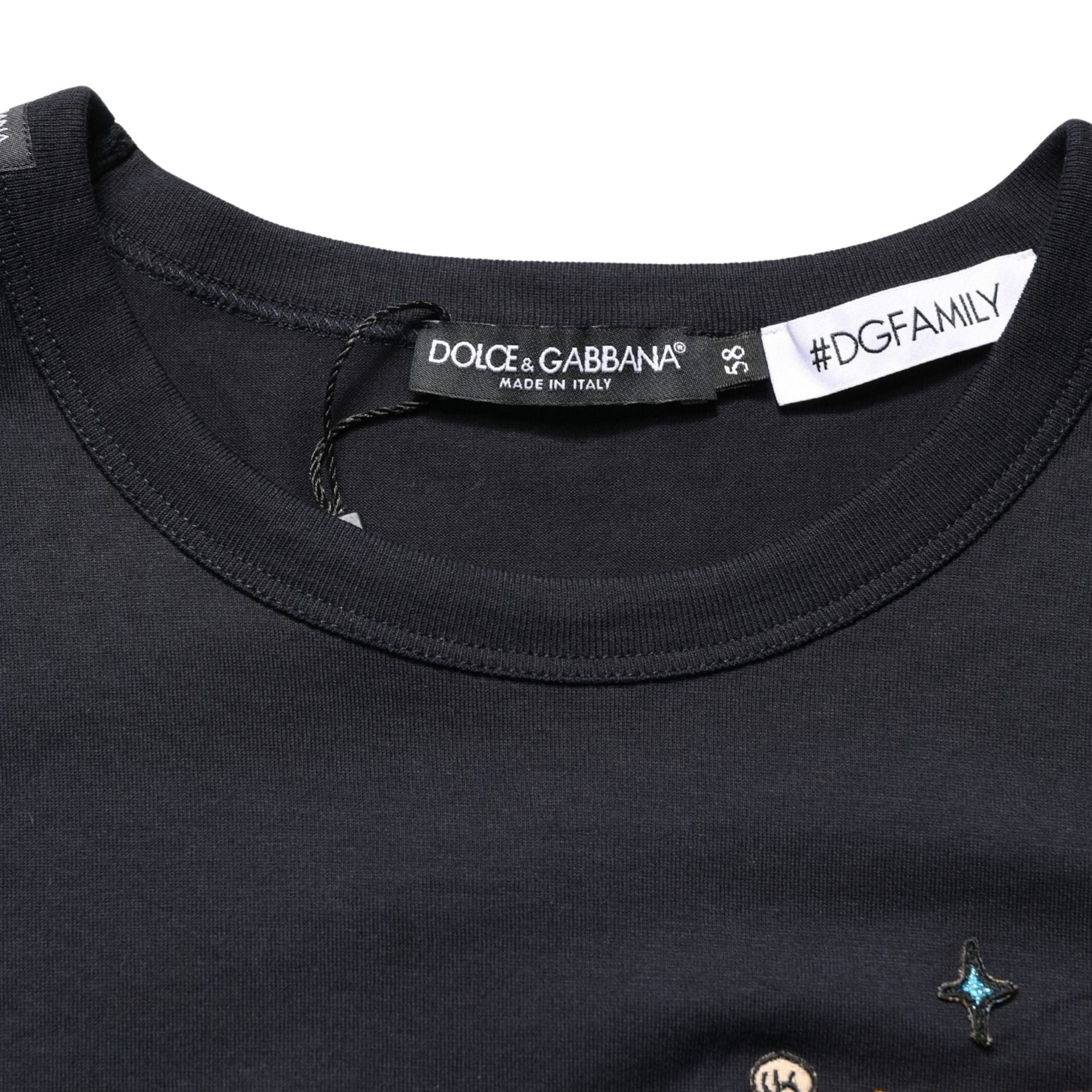 Dolce & Gabbana Black #DGFAMILY Patch Men Crew Neck T-shirt