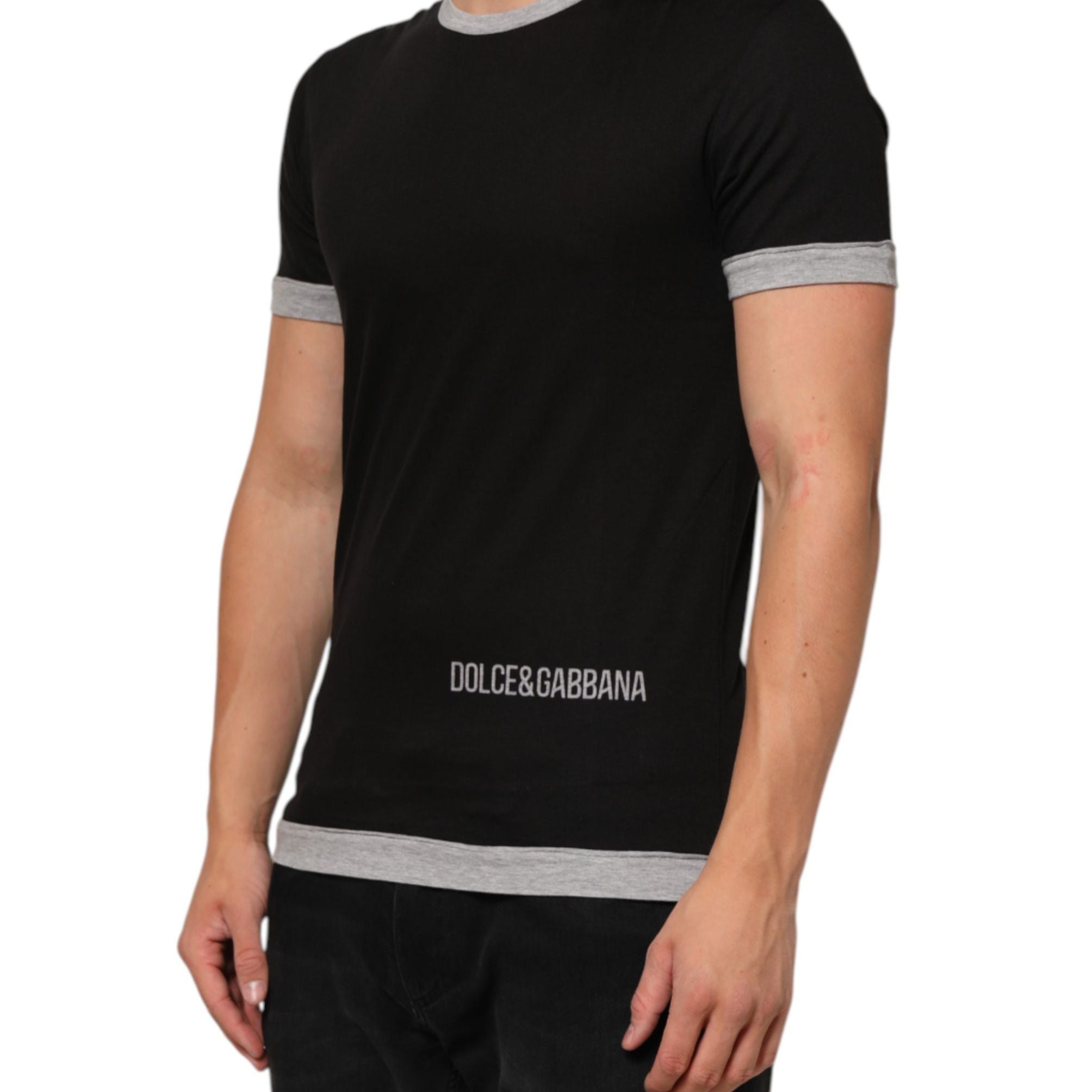 Dolce & Gabbana Black Two Tone DG Logo Print Cotton T-shirt