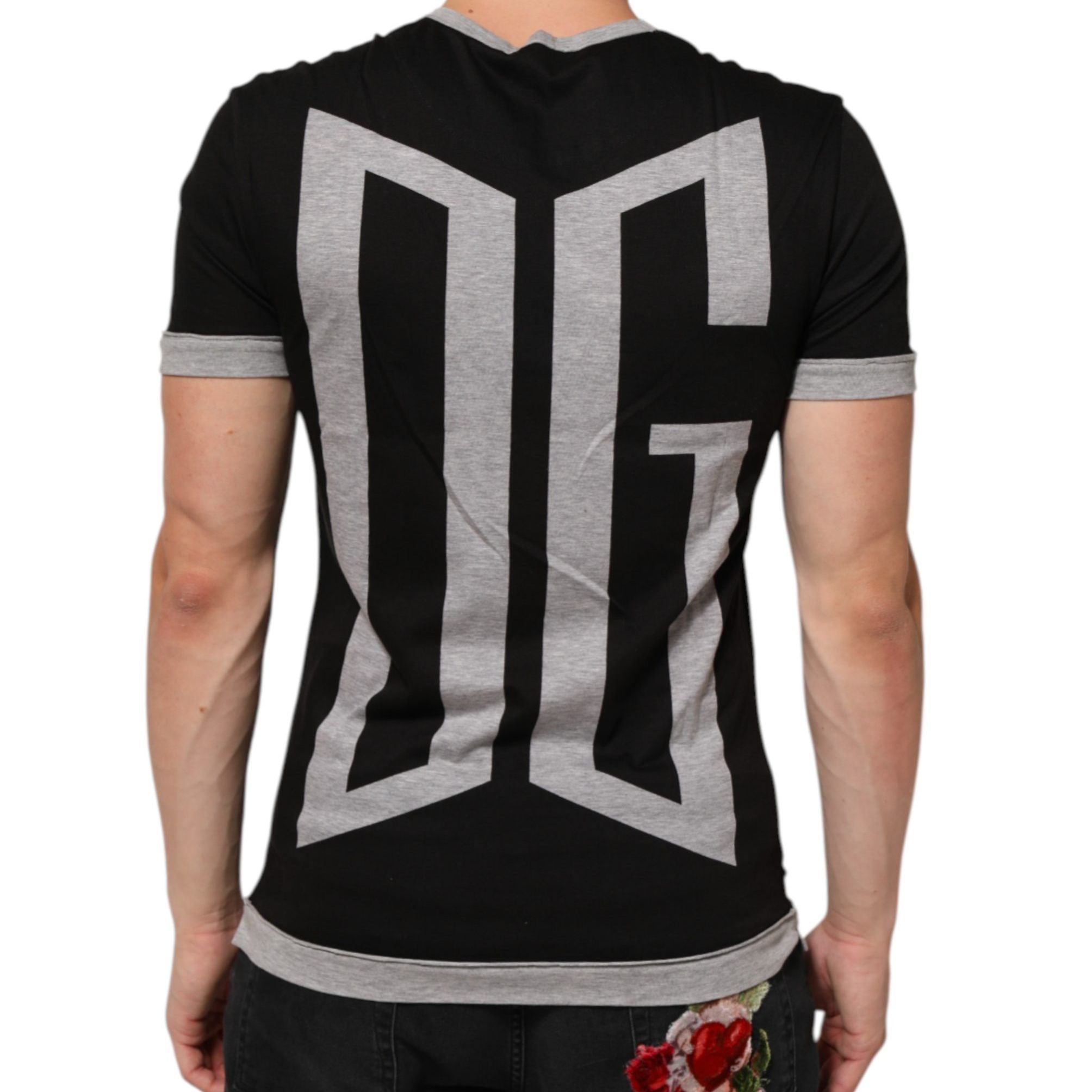 Dolce & Gabbana Black Two Tone DG Logo Print Cotton T-shirt