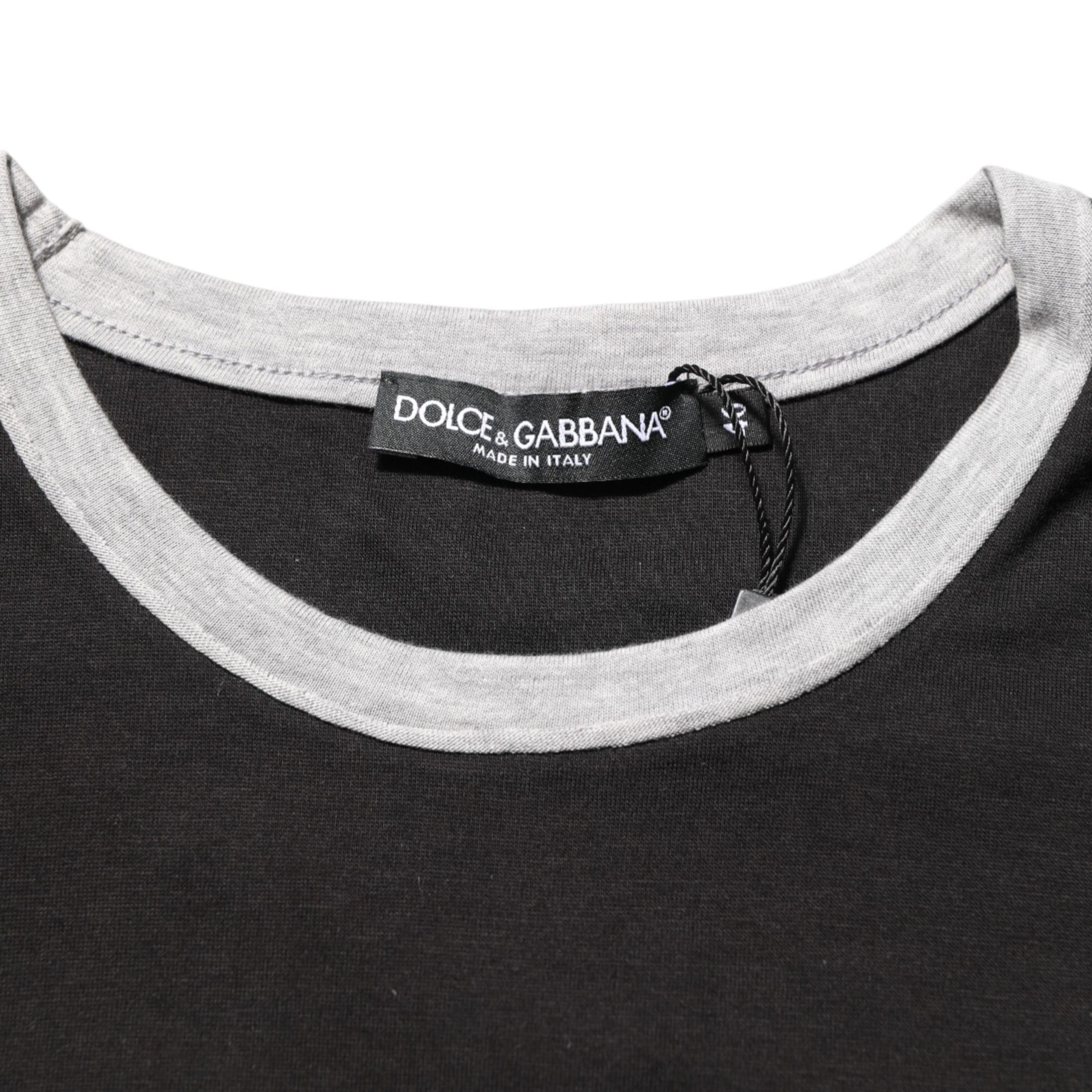 Dolce & Gabbana Black Two Tone DG Logo Print Cotton T-shirt
