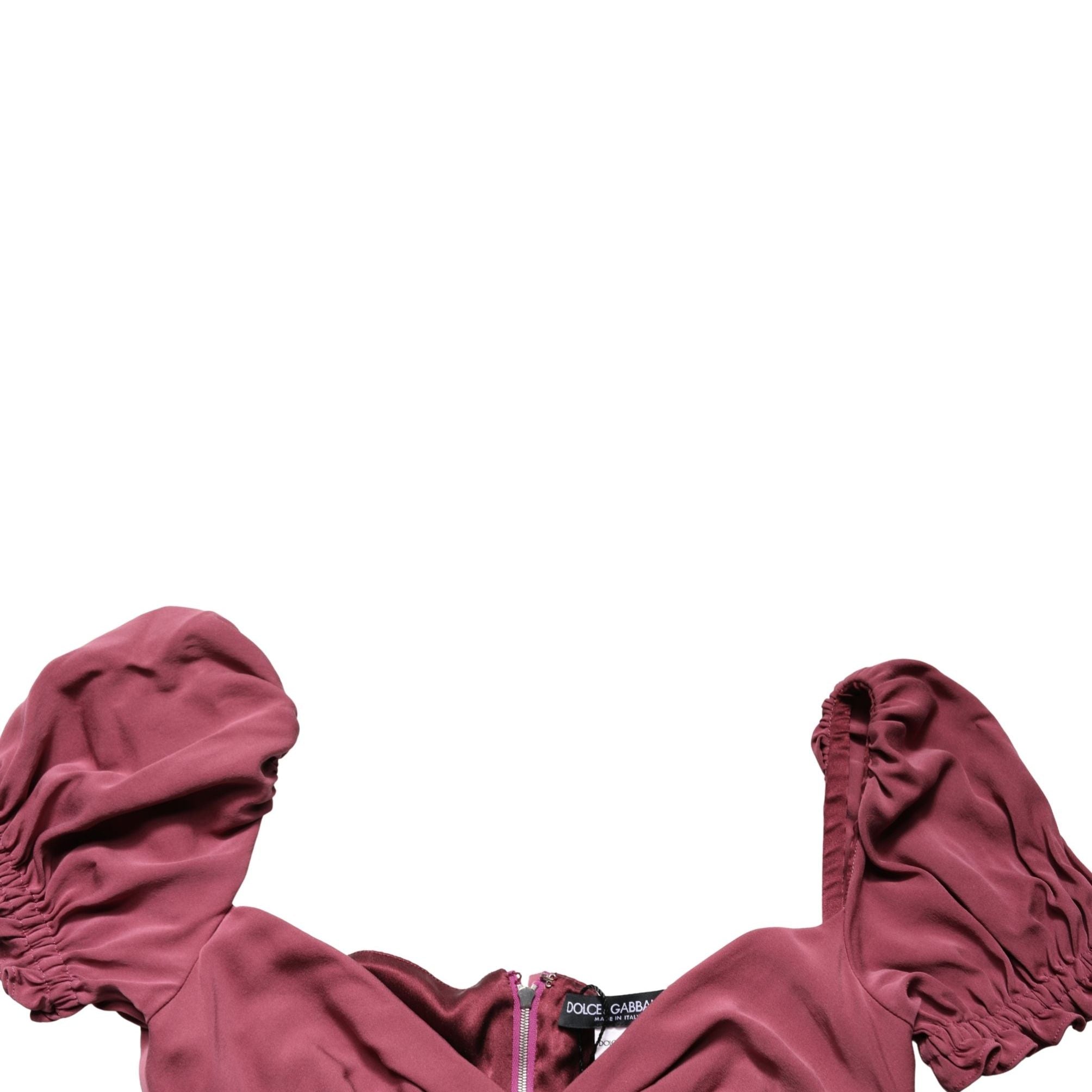 Dolce & Gabbana Maroon Silk Sweetheart Sheath Midi Dress