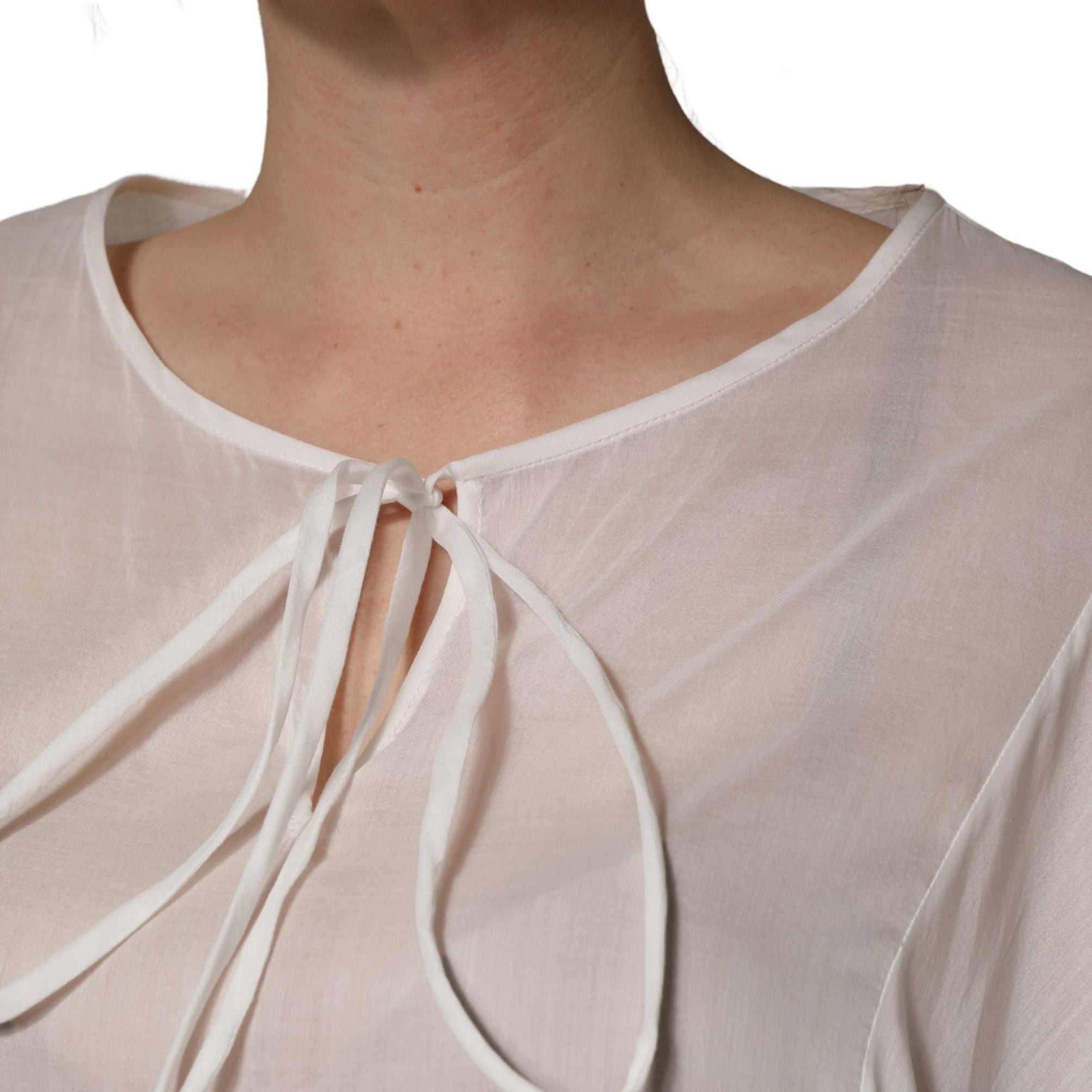 Dolce & Gabbana White Tiered Cotton Poplin Sheer Mini Dress