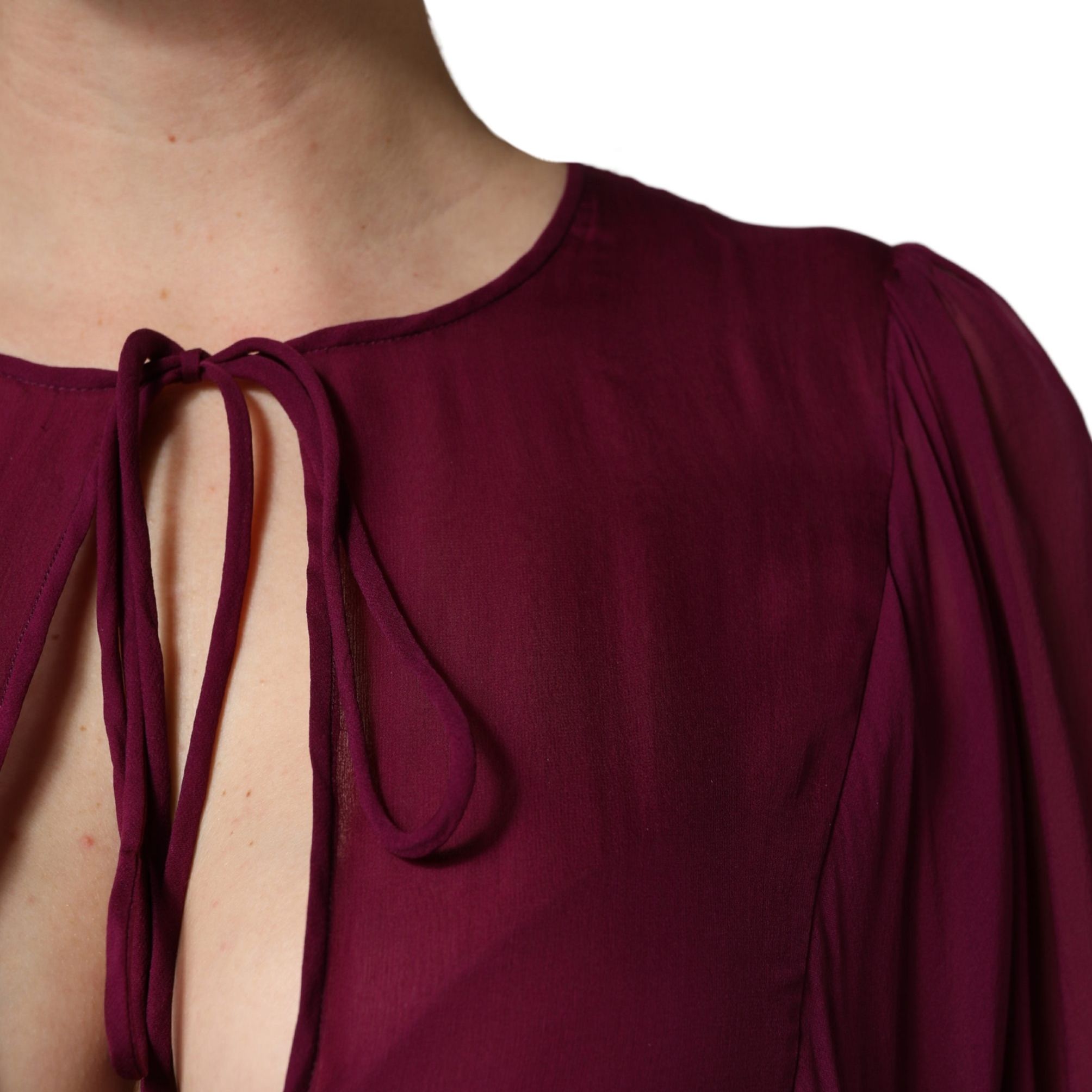 Dolce & Gabbana Purple Sheer Chiffon Silk Long Maxi Dress