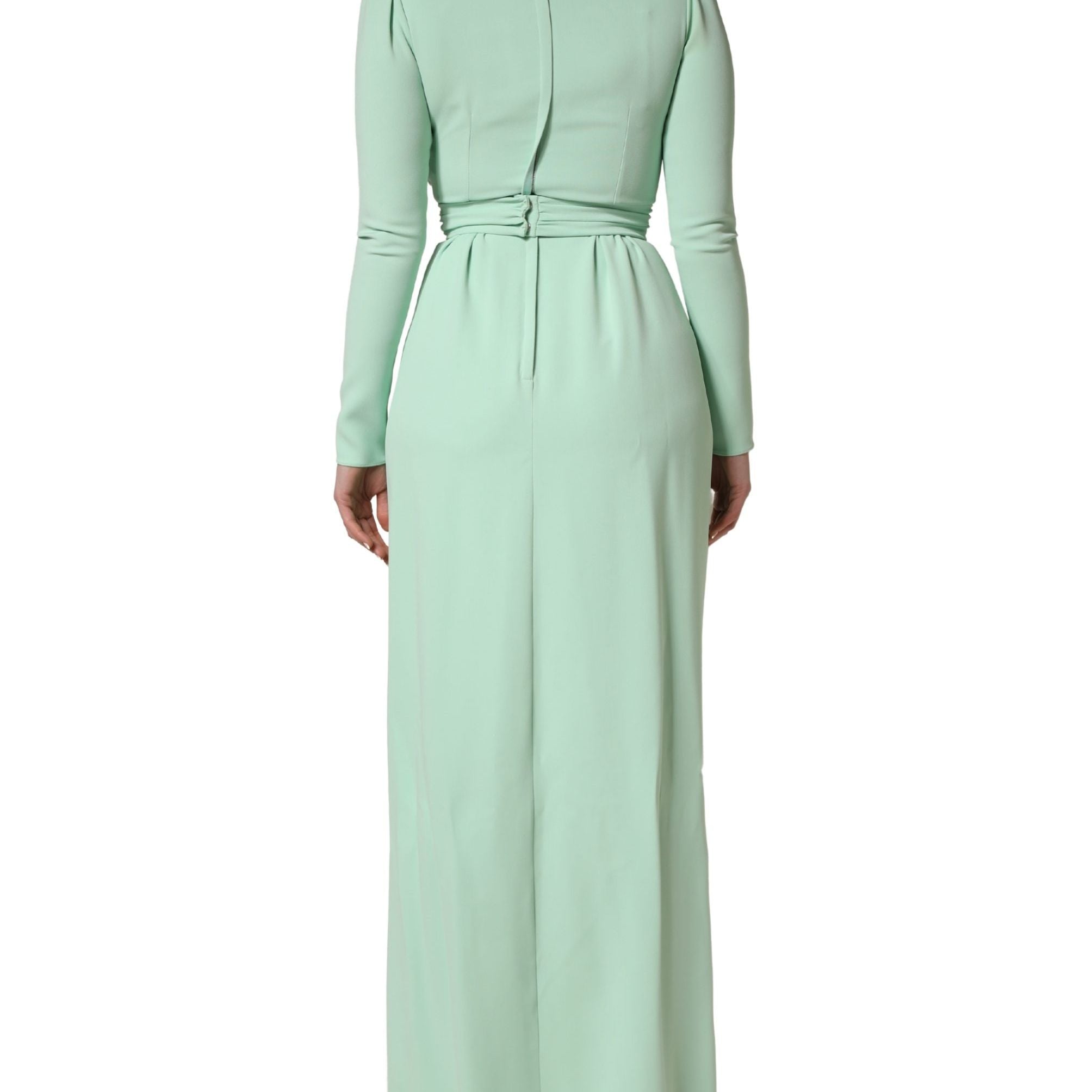 Dolce & Gabbana Green Viscose Long Sleeves Long Gown Dress