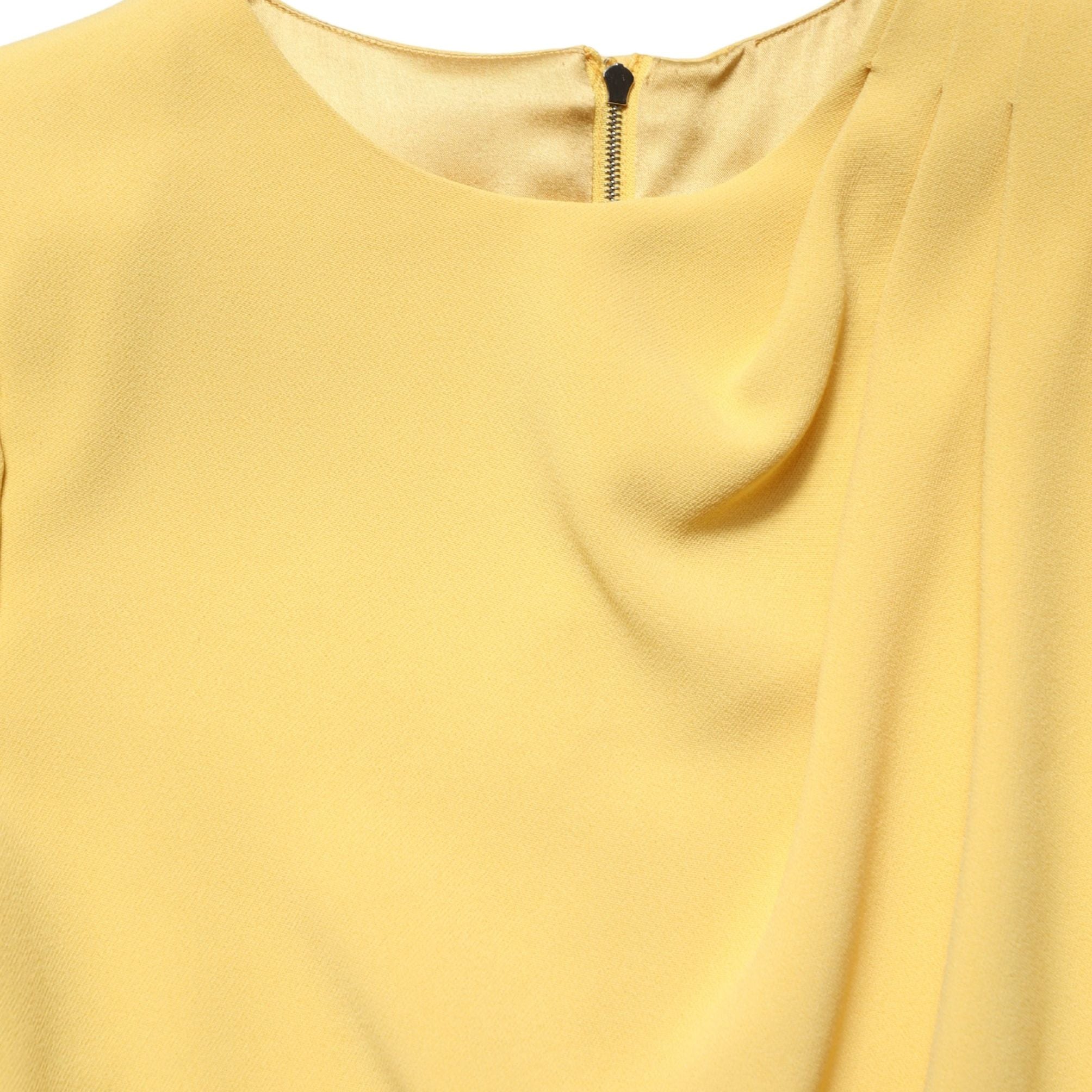 Dolce & Gabbana Yellow Silk Long Sleeves Sheath Midi Dress