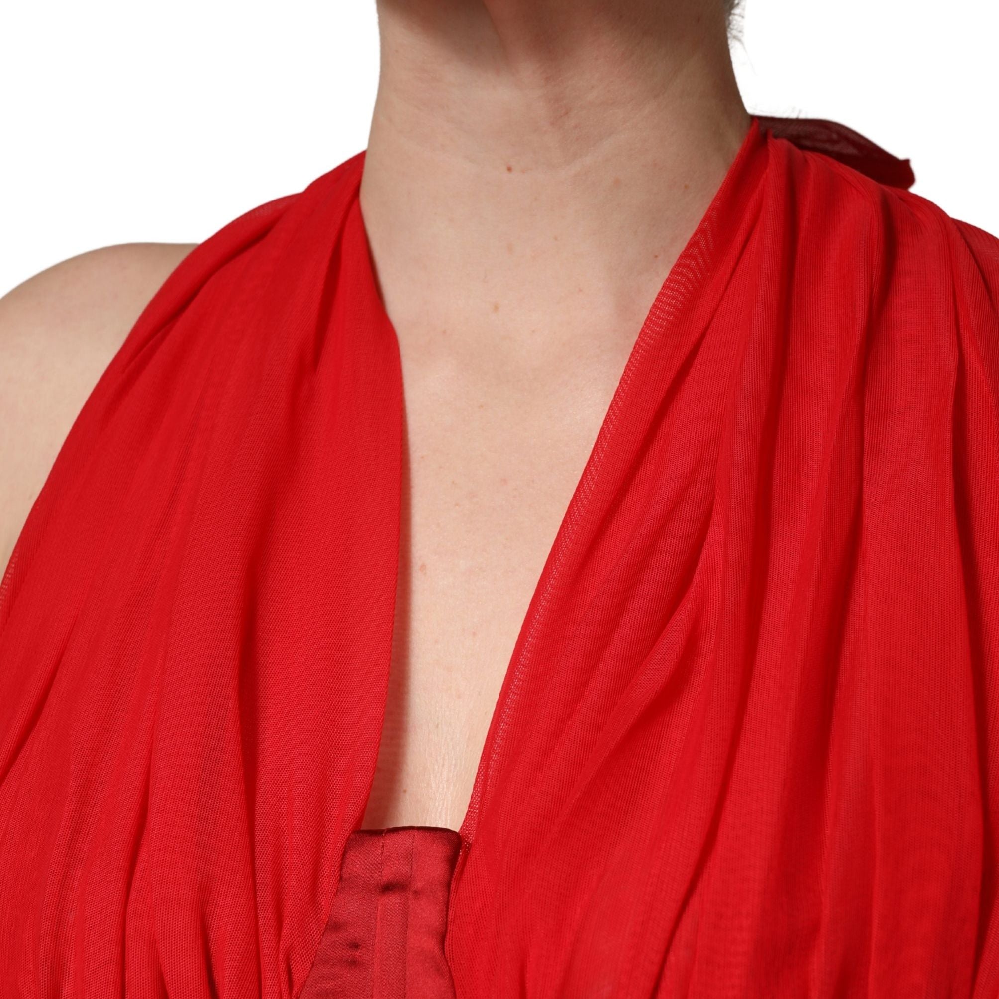 Dolce & Gabbana Red Halter Corset Sleeveless Sheath Dress