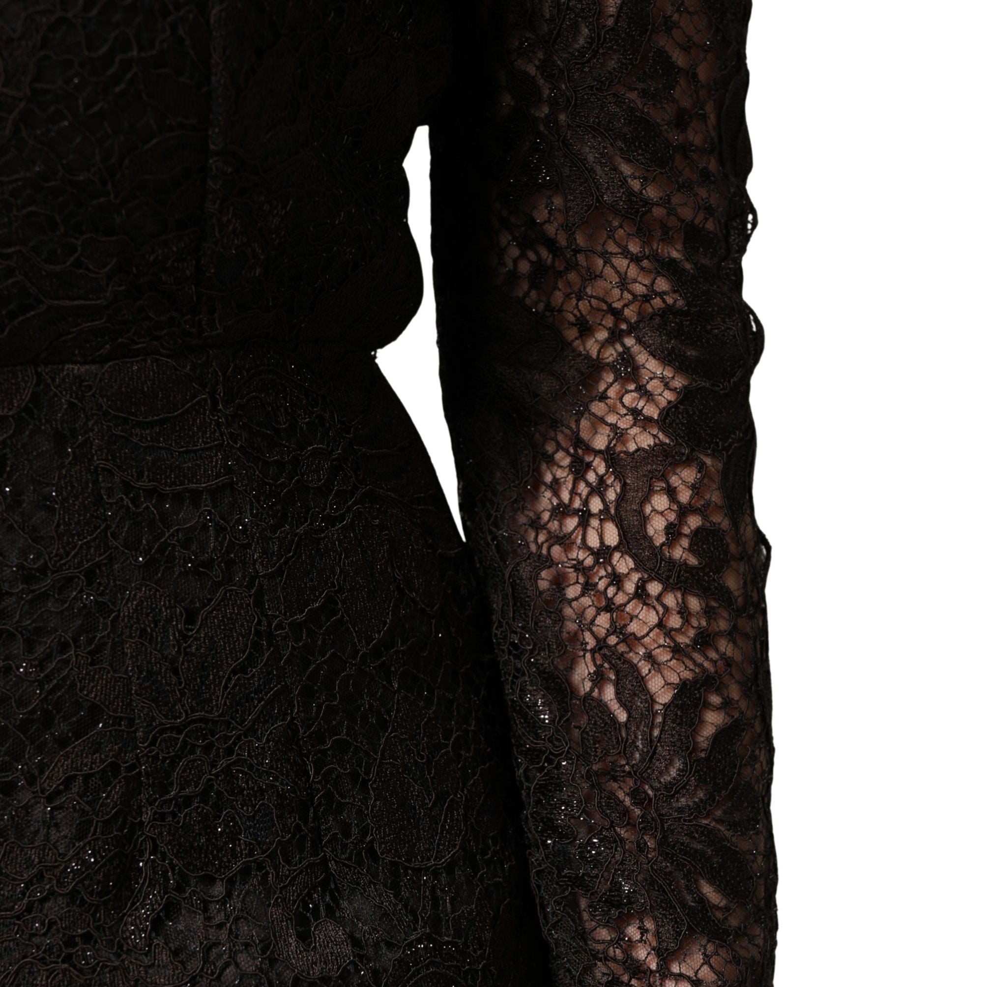 Dolce & Gabbana Black Floral Lace Sheath Long Maxi Dress