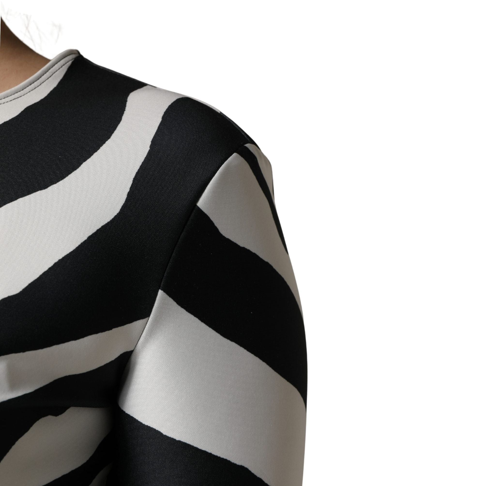 Dolce & Gabbana Black White Polyester Zebra Pattern Jumpsuit