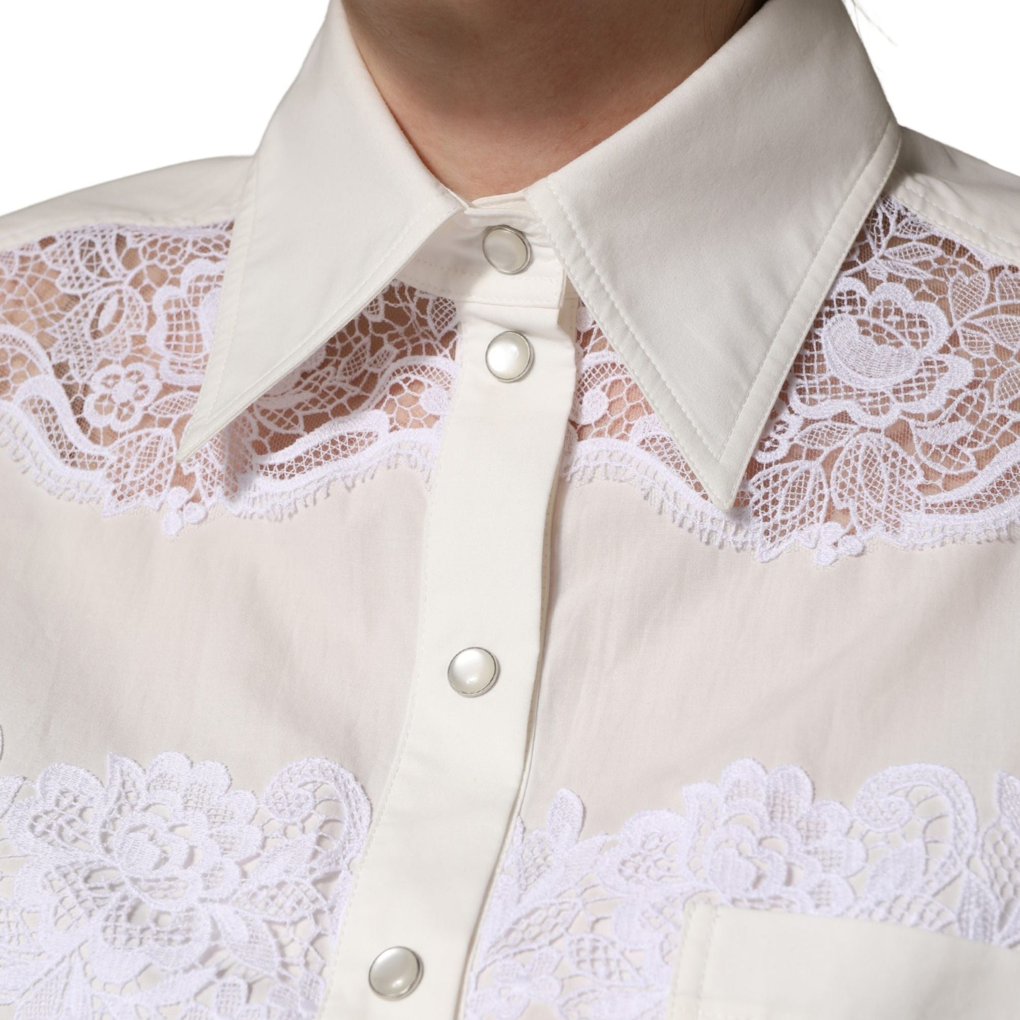 Dolce & Gabbana White Cotton Lace Trim Long Sleeves Jumpsuit