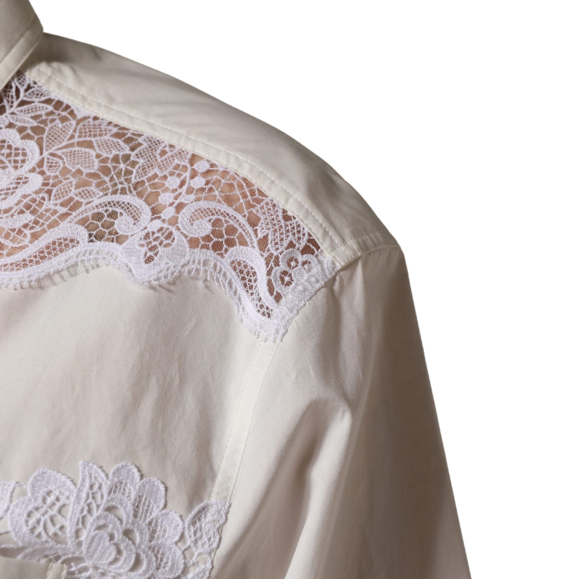 Dolce & Gabbana White Cotton Lace Trim Long Sleeves Jumpsuit