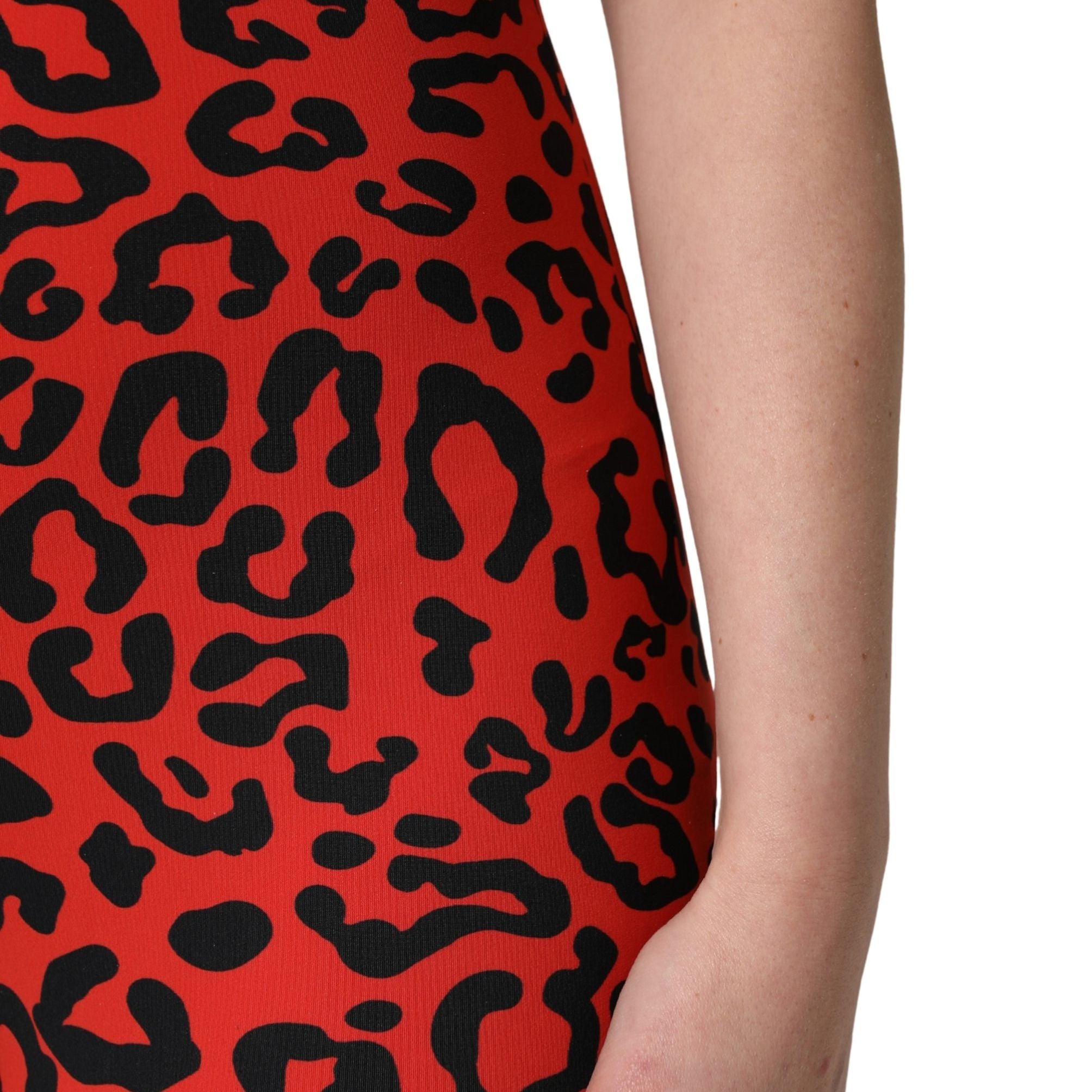 Dolce & Gabbana Black Red Nylon Leopard Pattern Jumpsuit