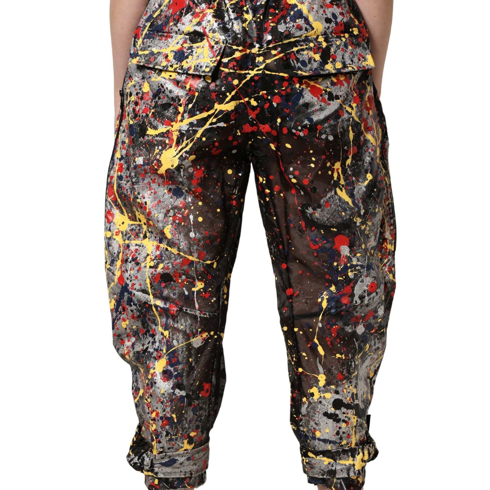 Dolce & Gabbana Black ColorSplash Effect Cargo Cropped Pants