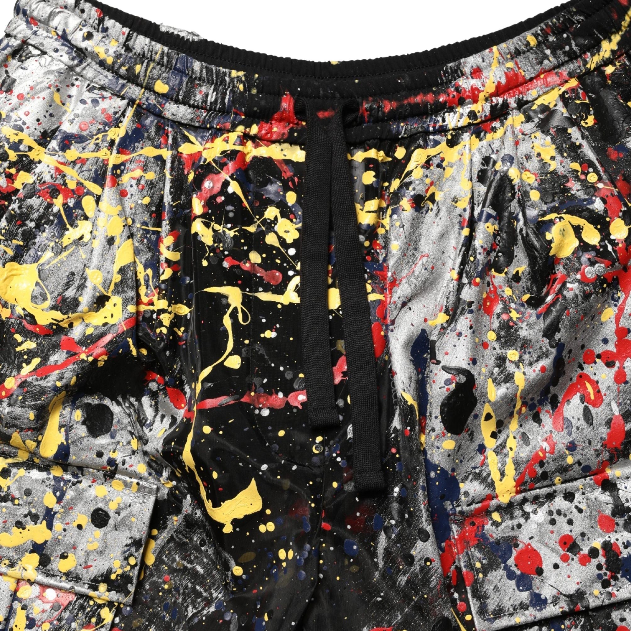 Dolce & Gabbana Black ColorSplash Effect Cargo Cropped Pants