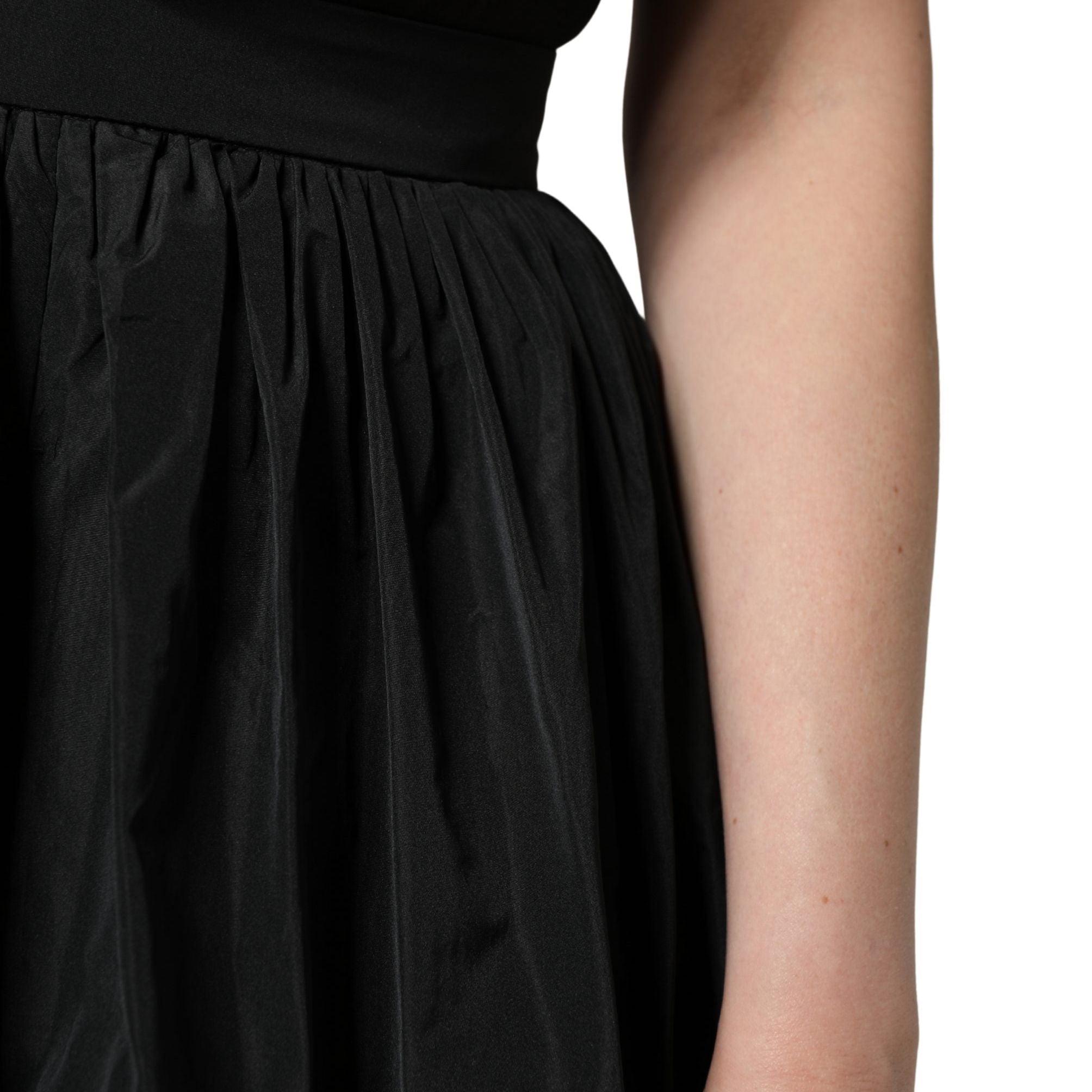 MSGM Black High Waist Pleated A-line Long Maxi Women Skirt