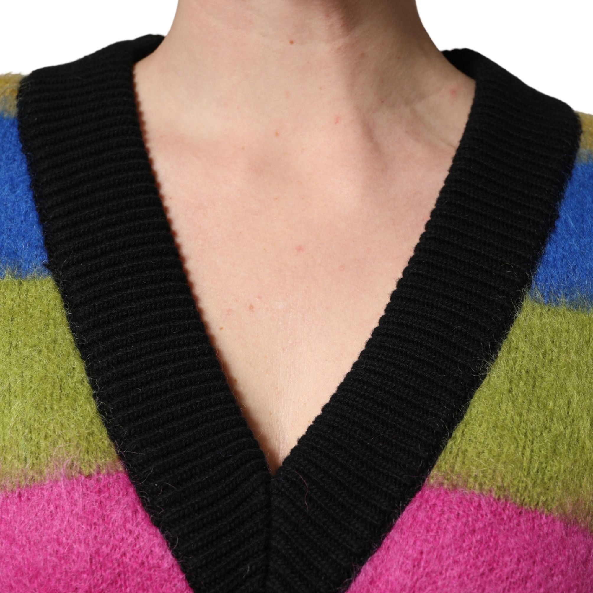 Dolce & Gabbana Multicolor Stripes V-neck Pullover Sweater