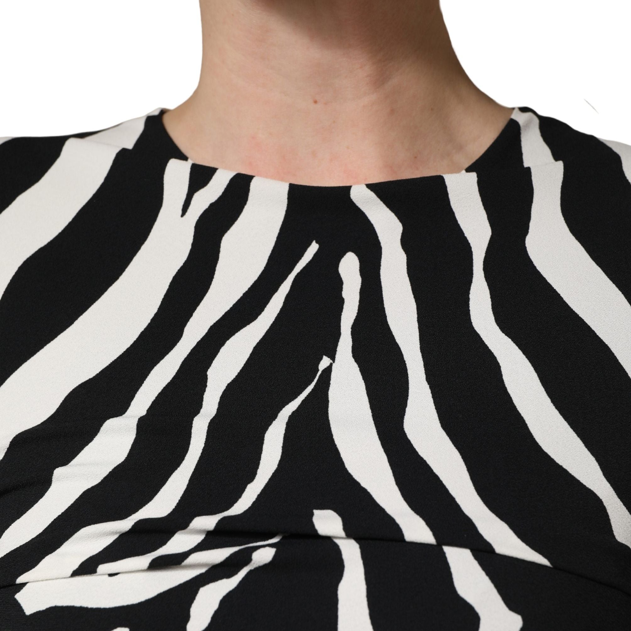 Dolce & Gabbana Black White Zebra Cady Calf Length Dress
