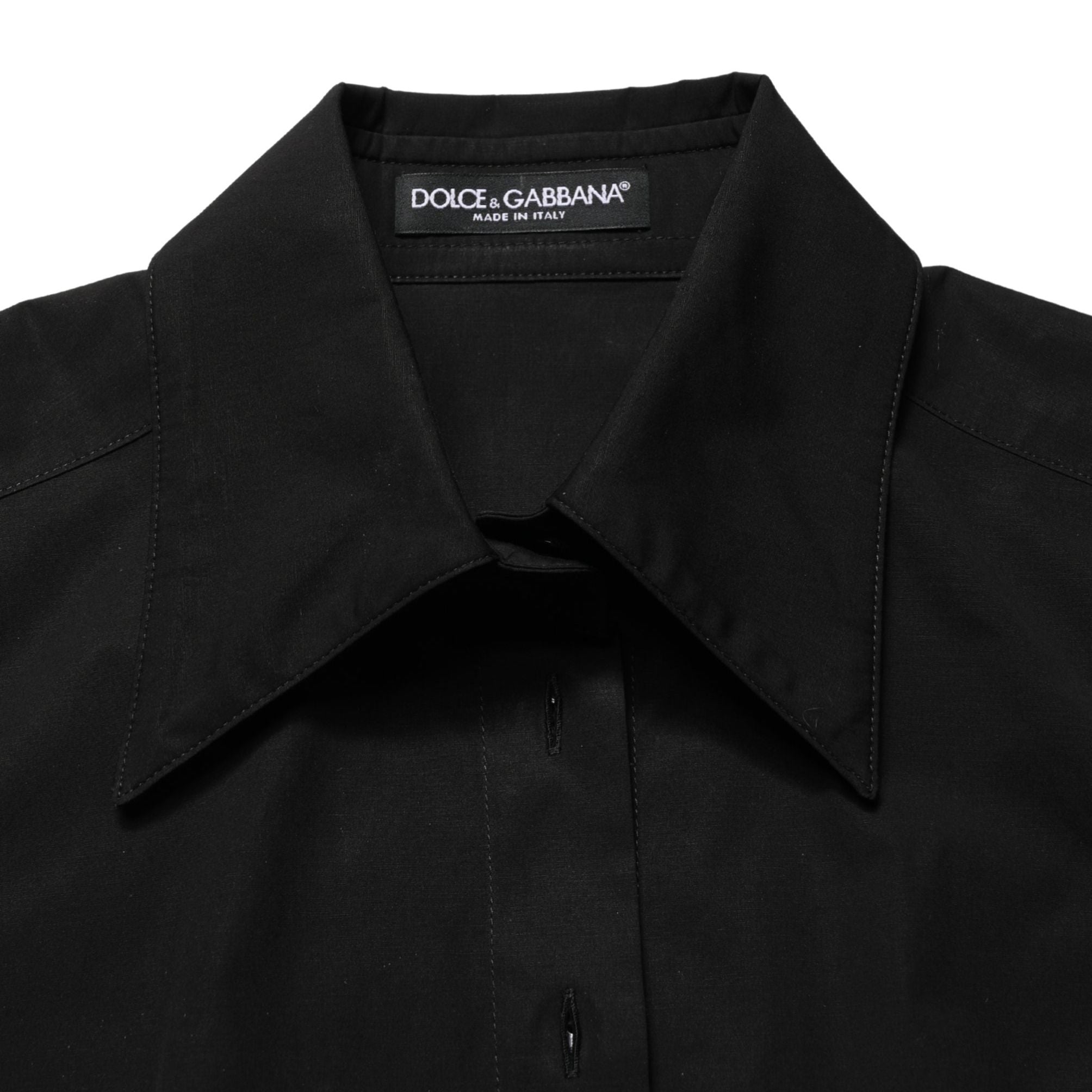 Dolce & Gabbana Black Cotton Sleeveless Collared Blouse Top