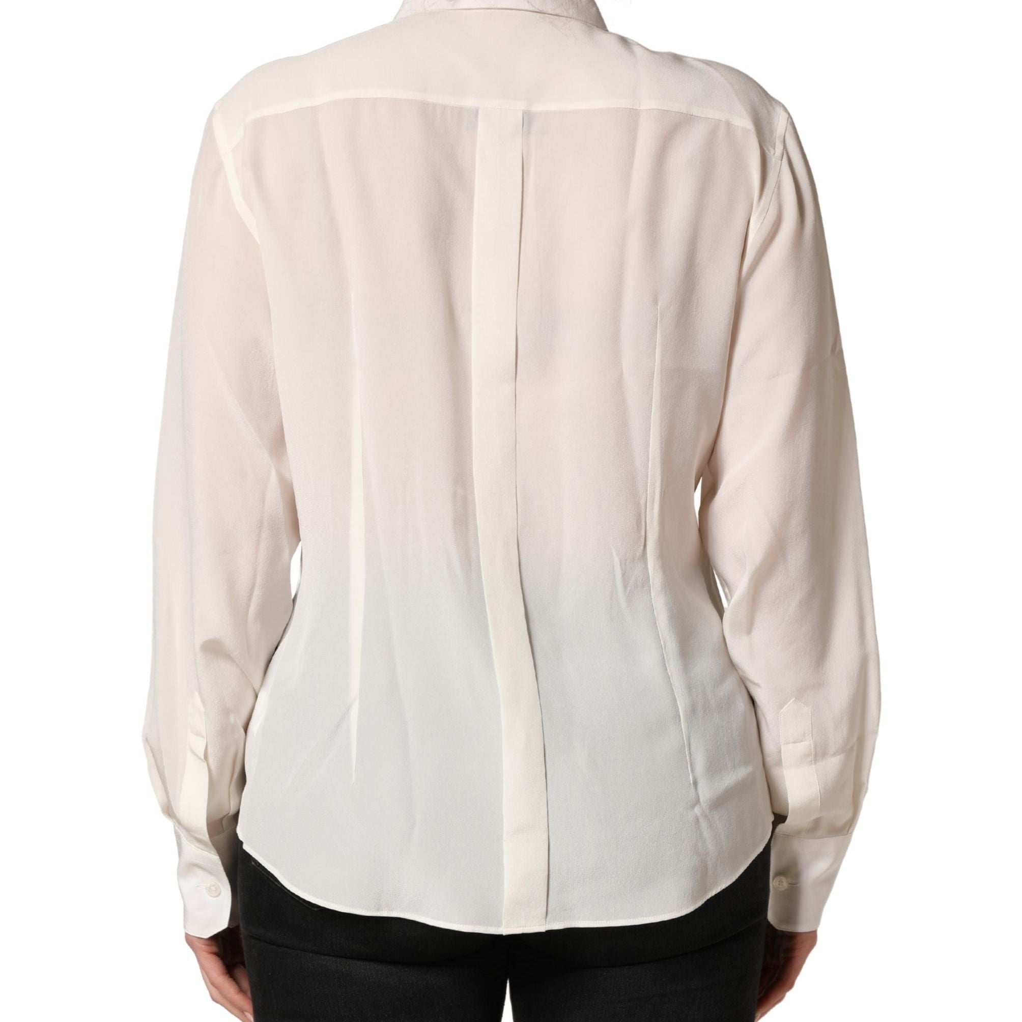 Dolce & Gabbana Off White Collared Long Sleeves Blouse Top