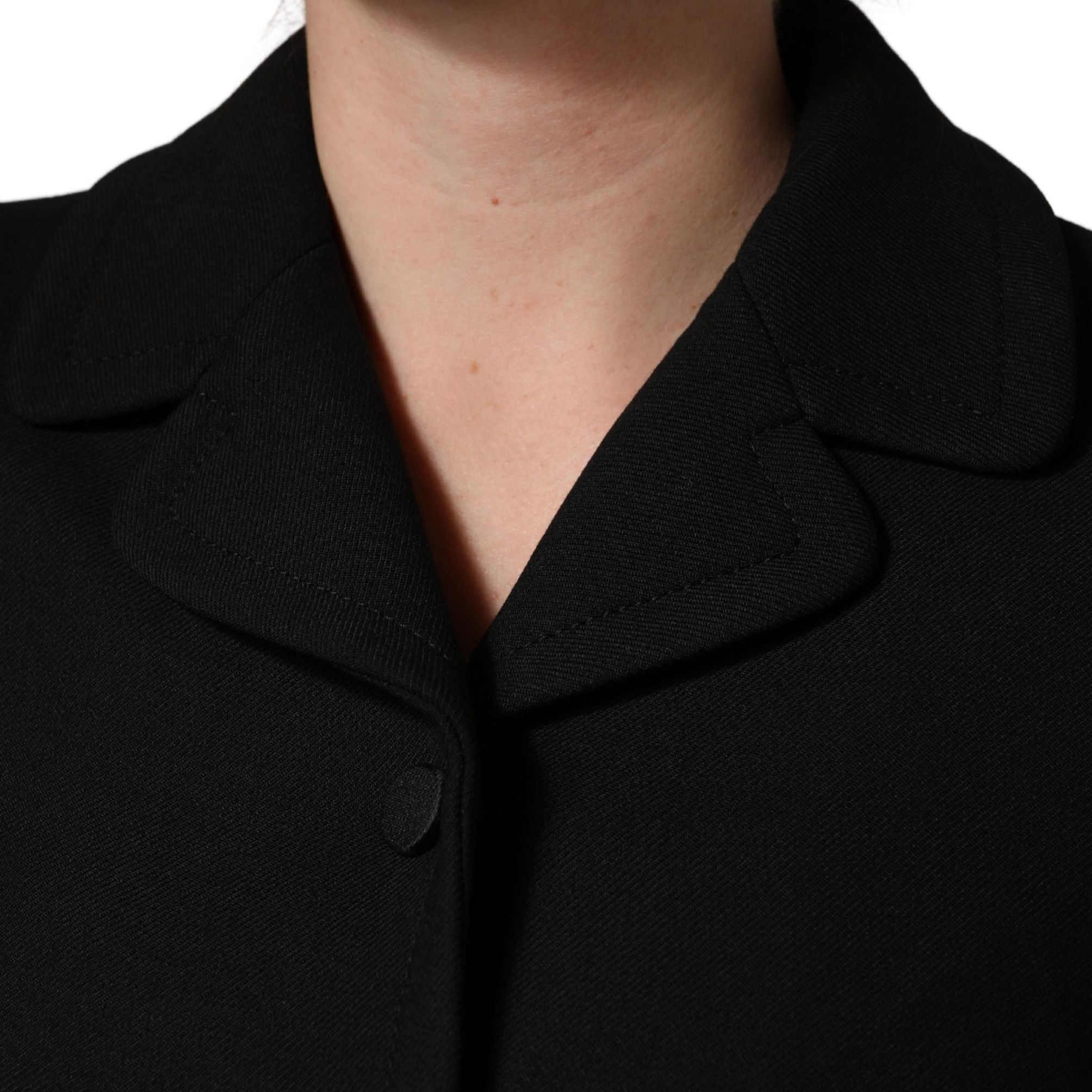 Dolce & Gabbana Black Collared Short Sleeves Cropped Blouse Top